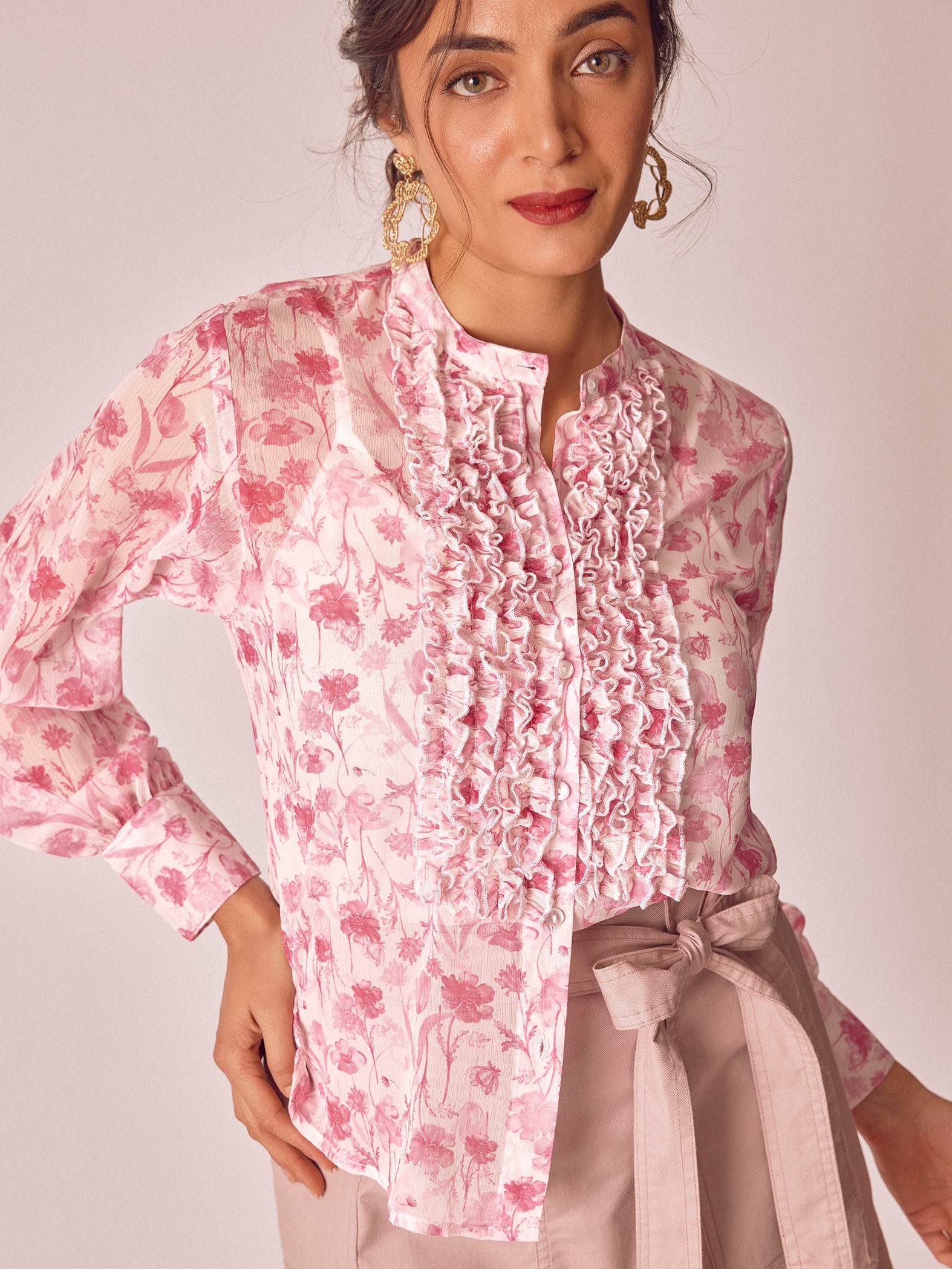 Cherry Blossom Ruffled Top