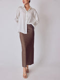 Cocoa Polka Satin Maxi Skirt
