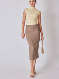 Cocoa Striped Pencil Skirt