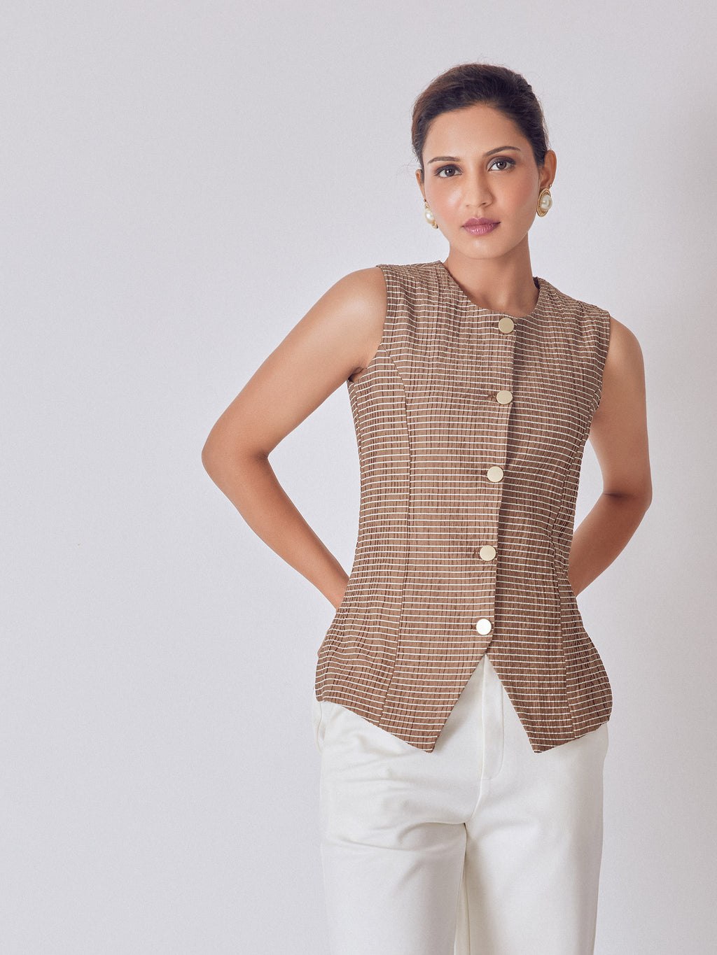 Cocoa Striped Waistcoat