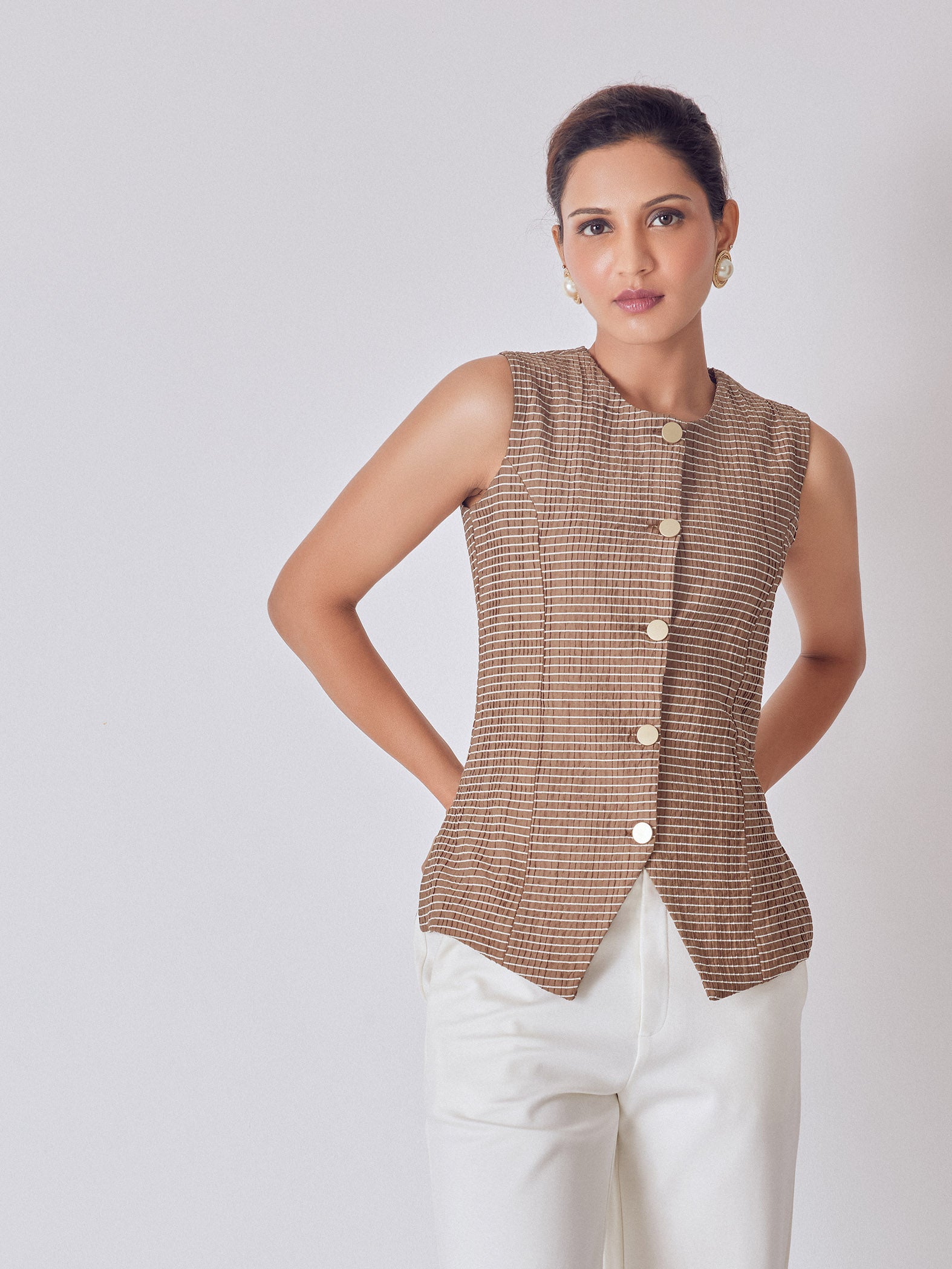 Cocoa Striped Waistcoat