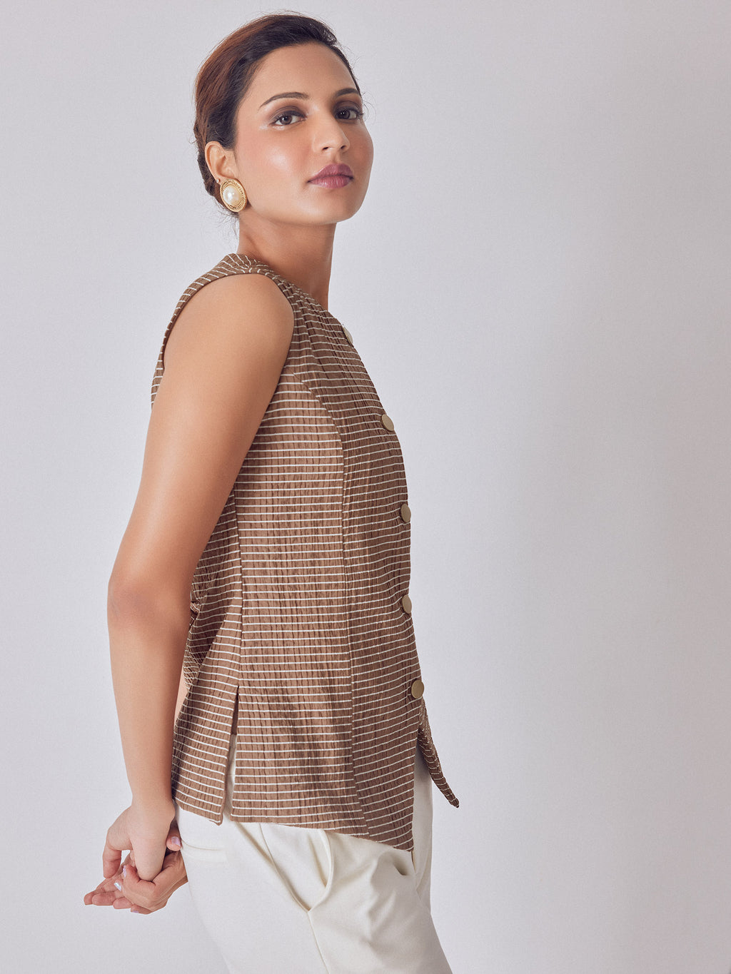 Cocoa Striped Waistcoat