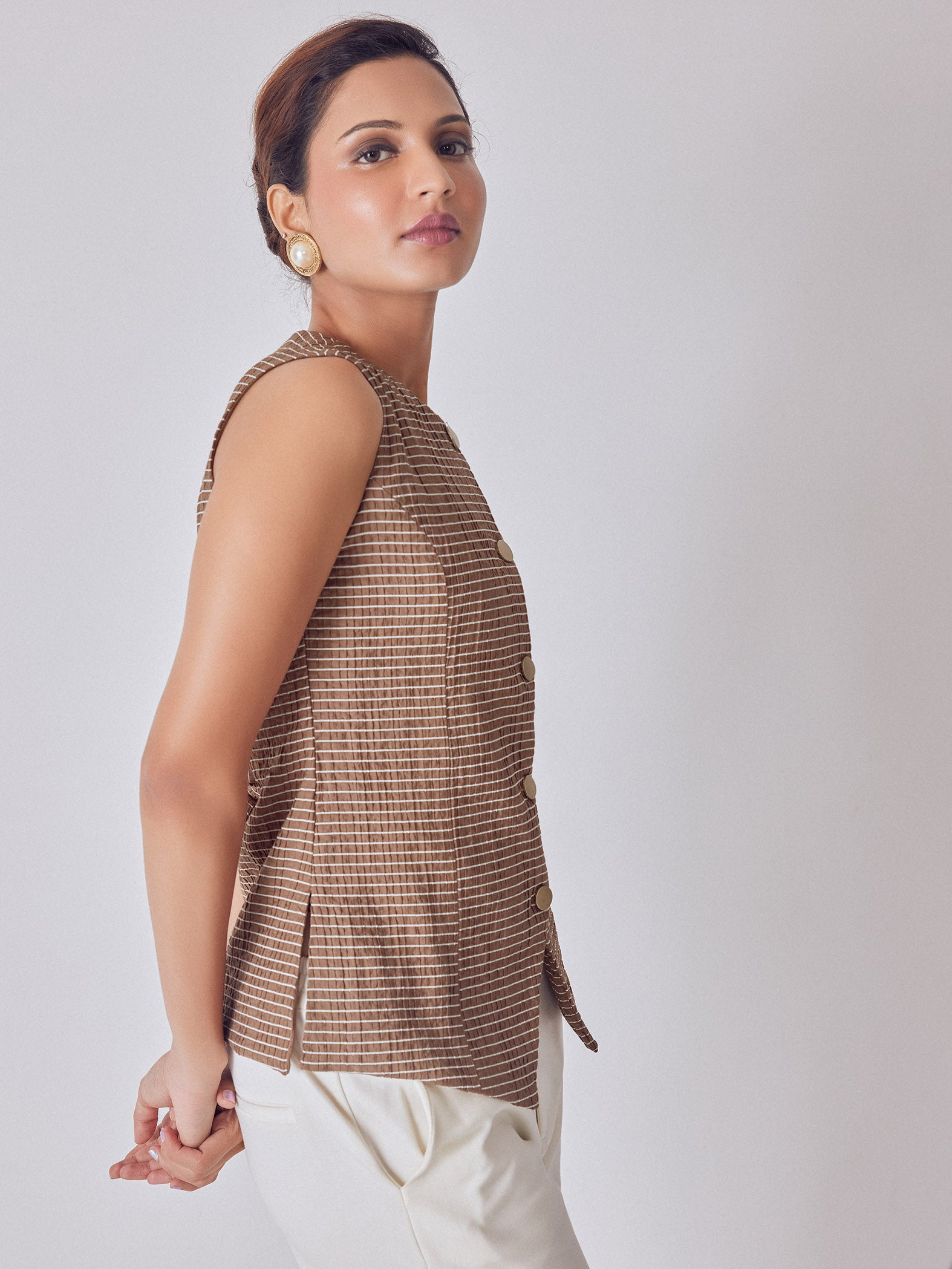 Cocoa Striped Waistcoat