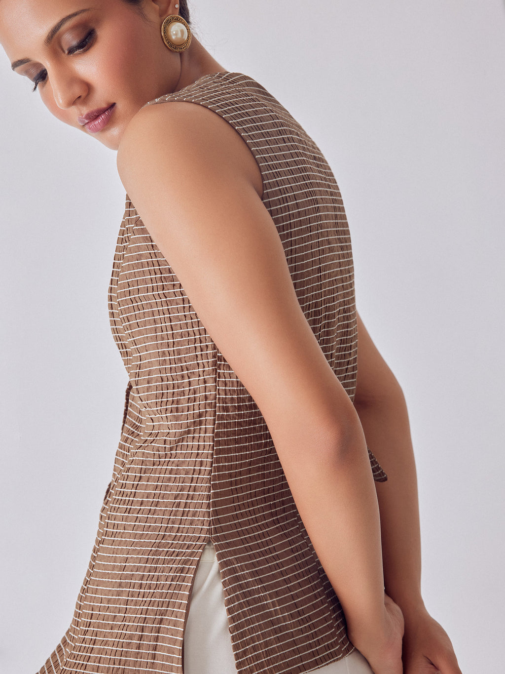 Cocoa Striped Waistcoat
