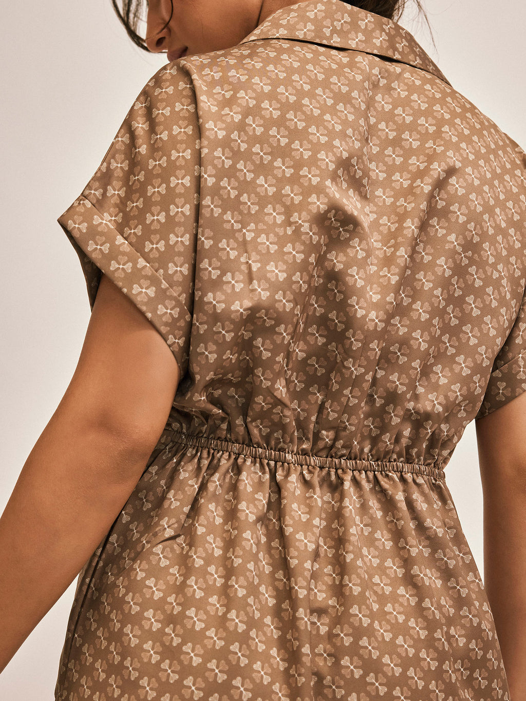 Coffee Key Monogram Drape Dress