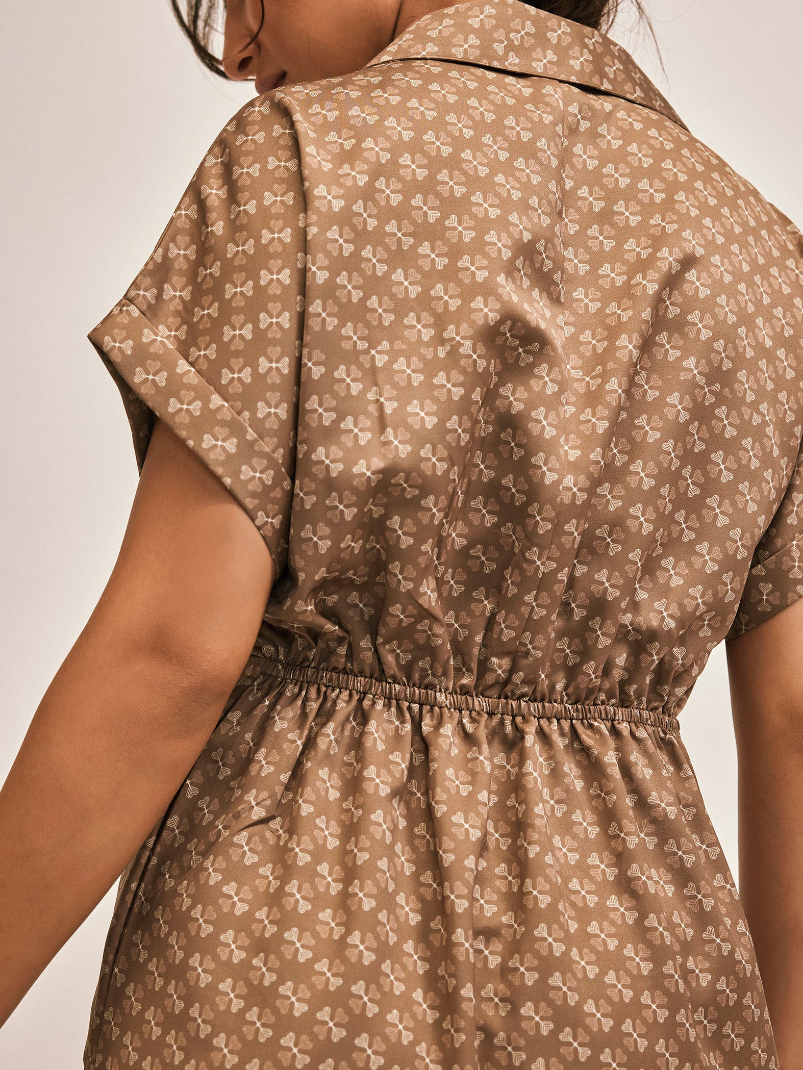 Coffee Key Monogram Drape Dress
