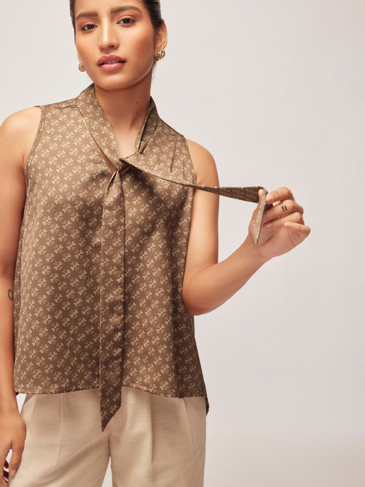 Coffee Key Monogram Neck Tie Top
