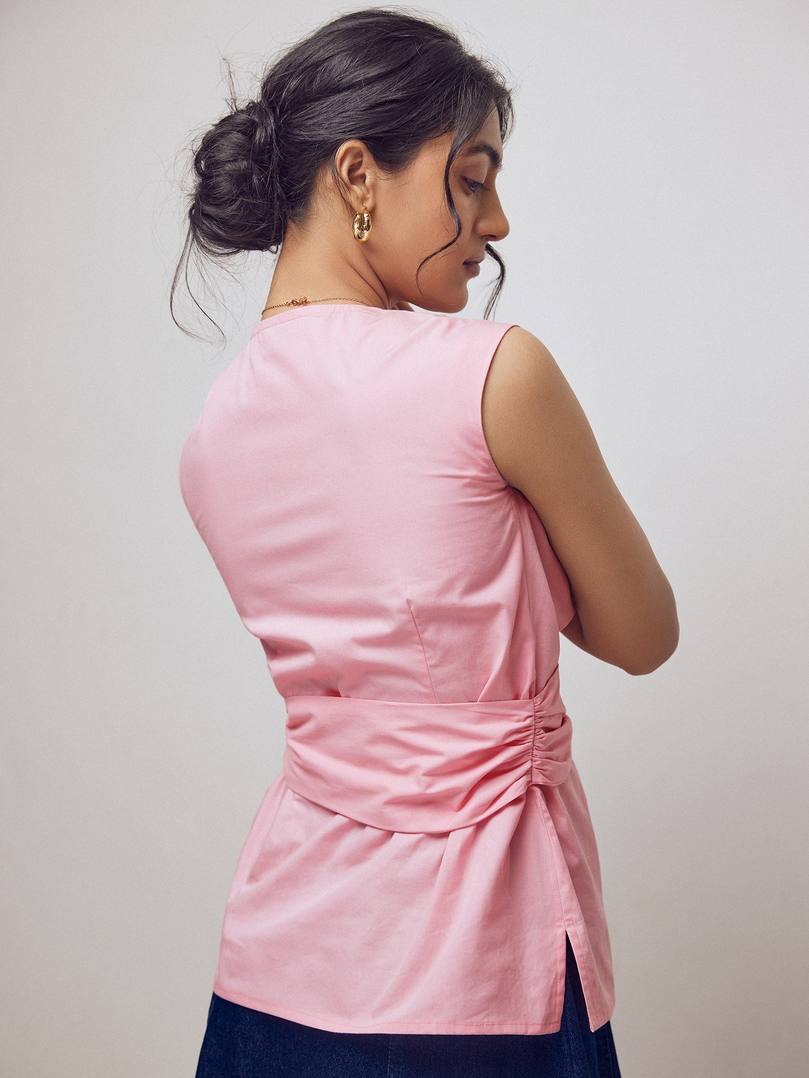 Cotton Candy Pink Belted Top