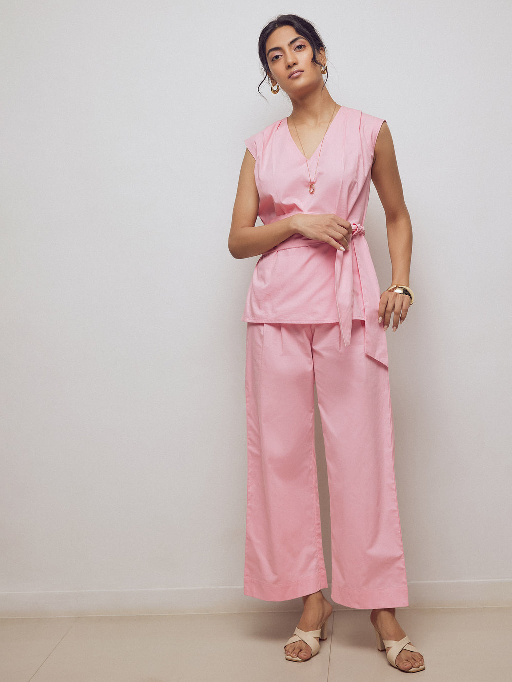 Cotton Candy Pink Pleated Pants