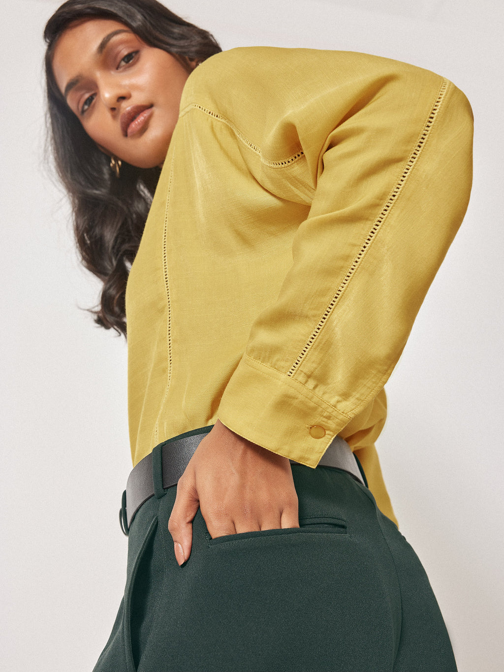 Dark Green Pleated Tapered Pants