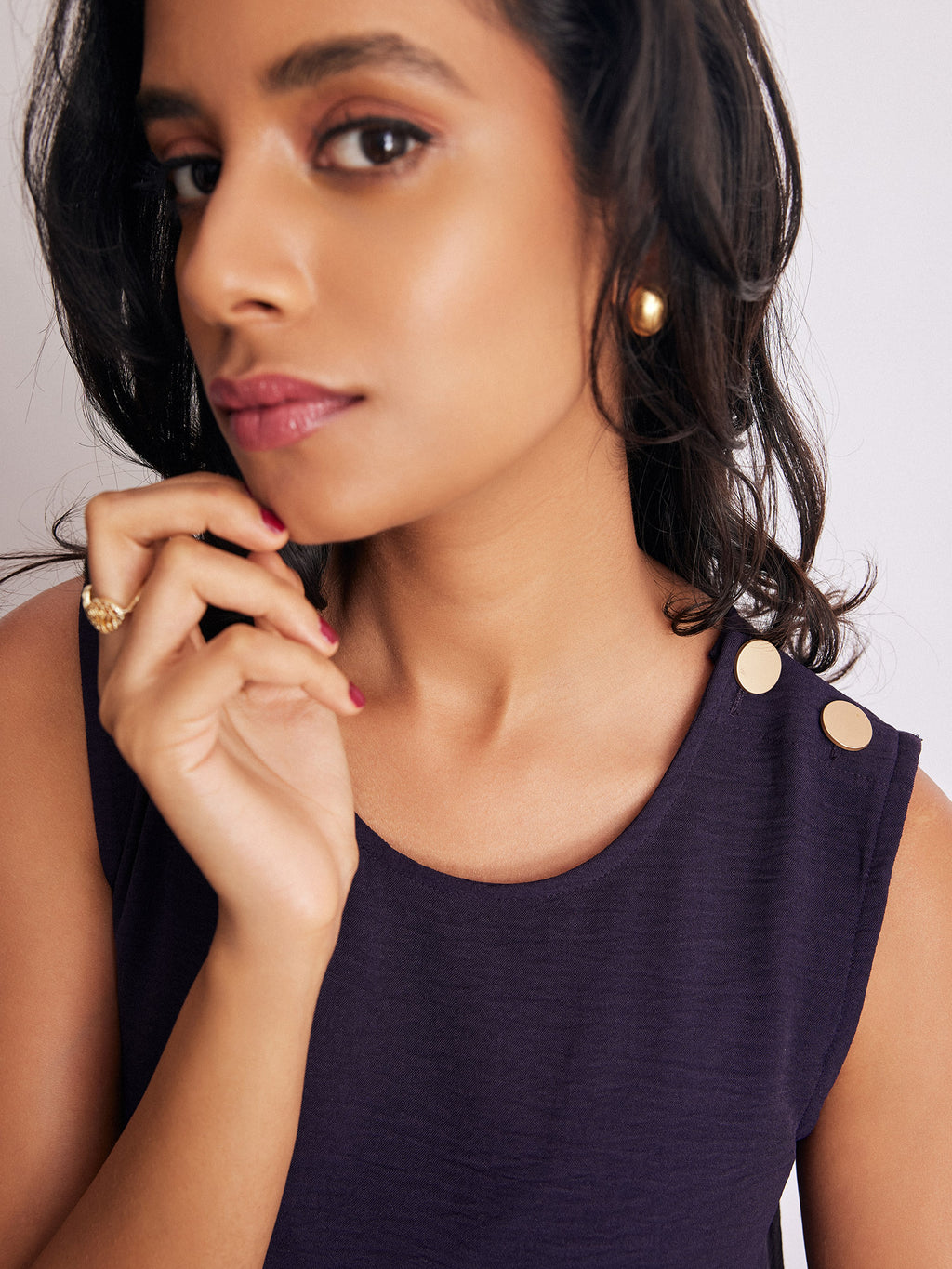 Dark Plum Button Detail Maxi Dress