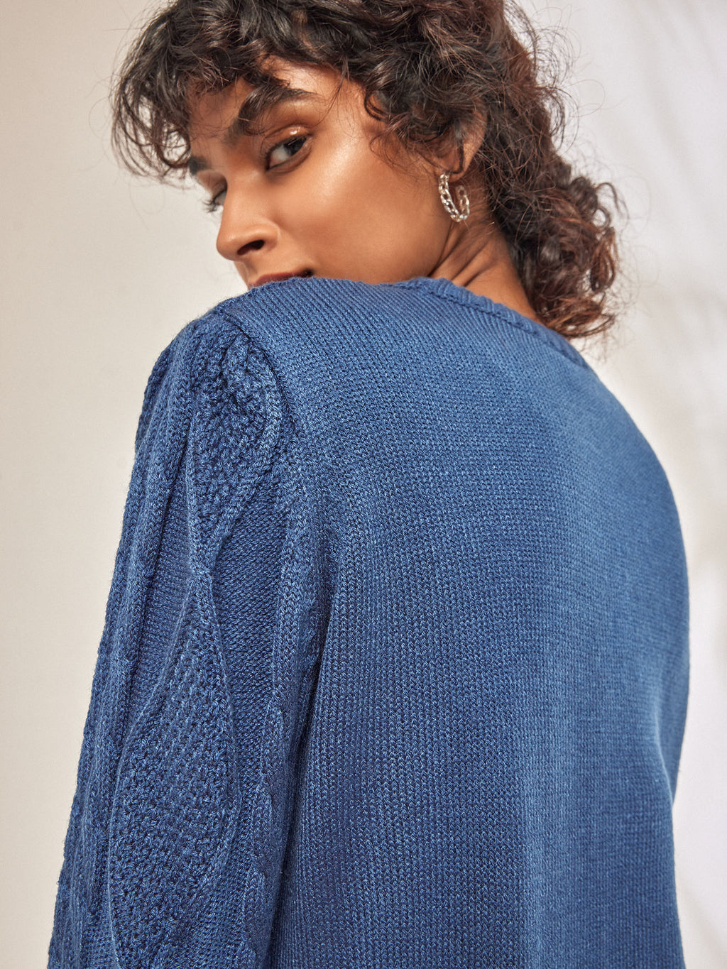 Dark Powder Blue Cable Knit Mini Dress