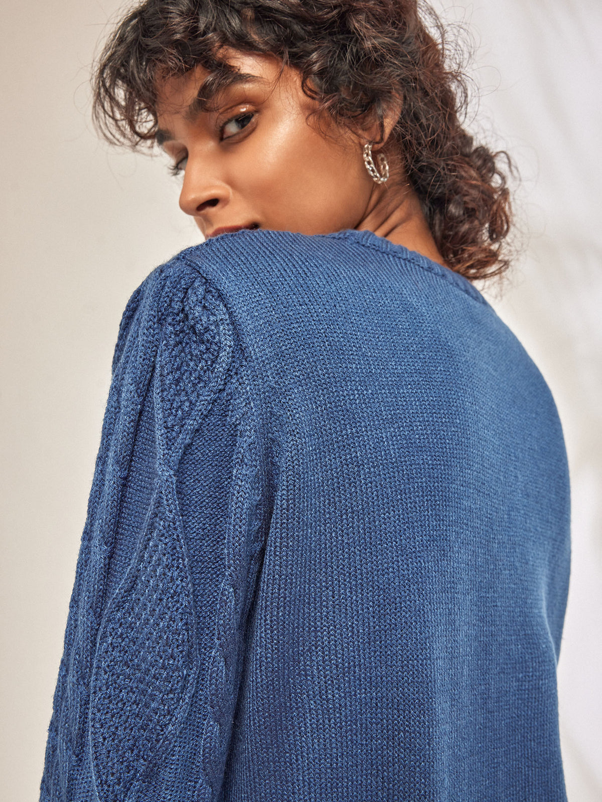 Dark Powder Blue Cable Knit Mini Dress