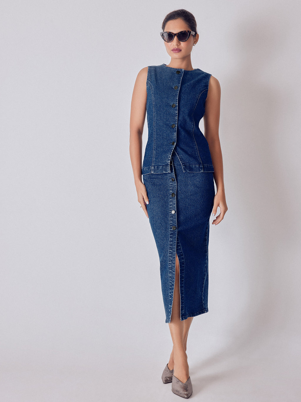 Denim Split Front Waistcoat