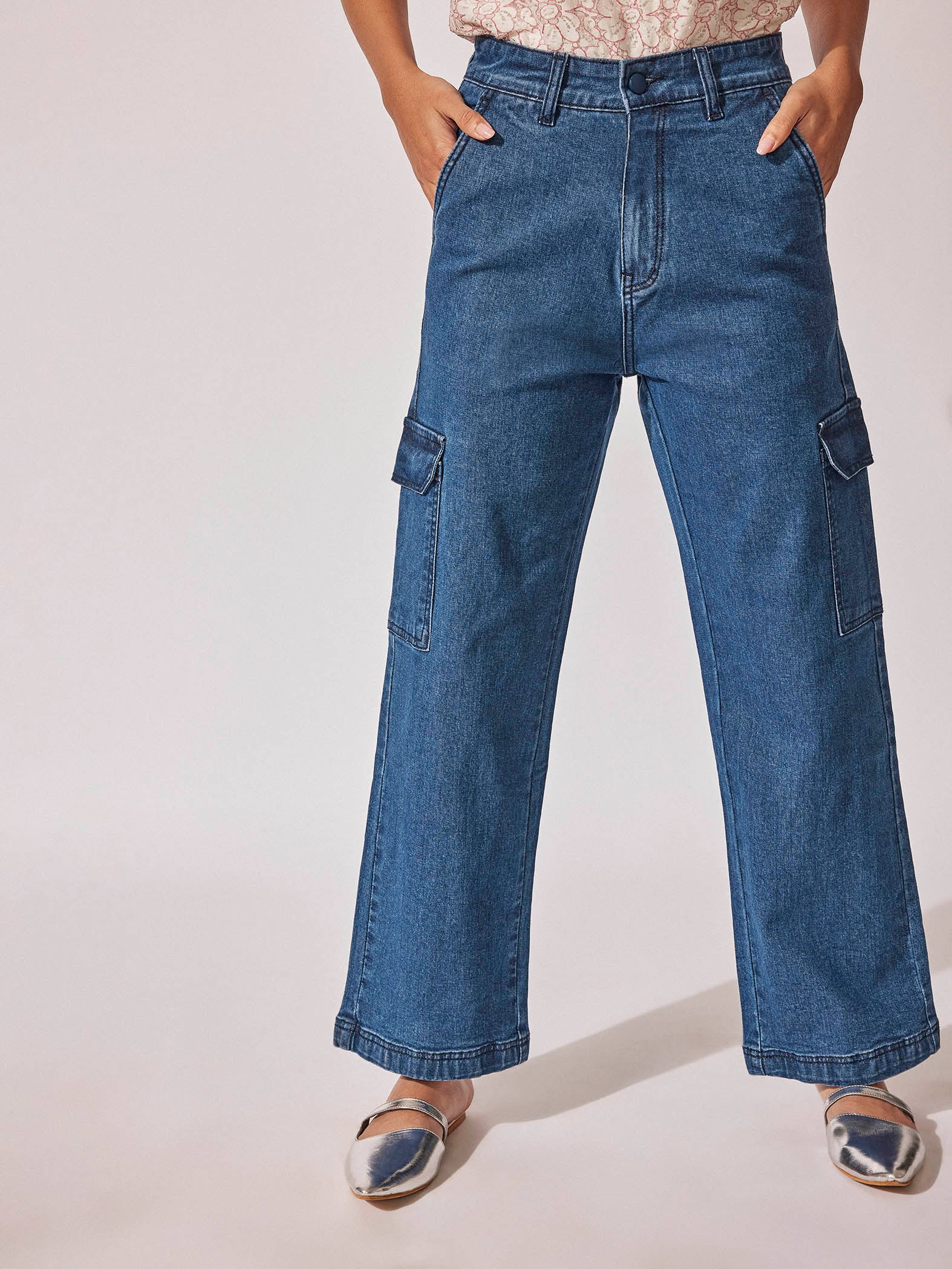 Denim Cargo Pants