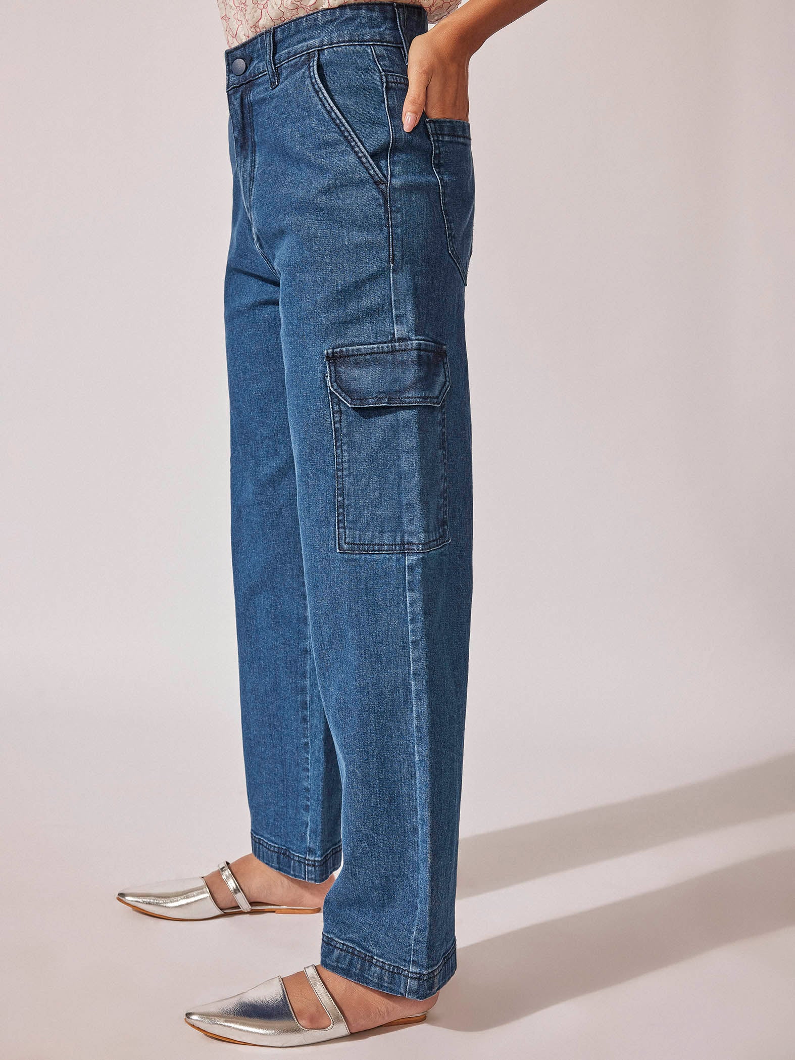 Denim Cargo Pants