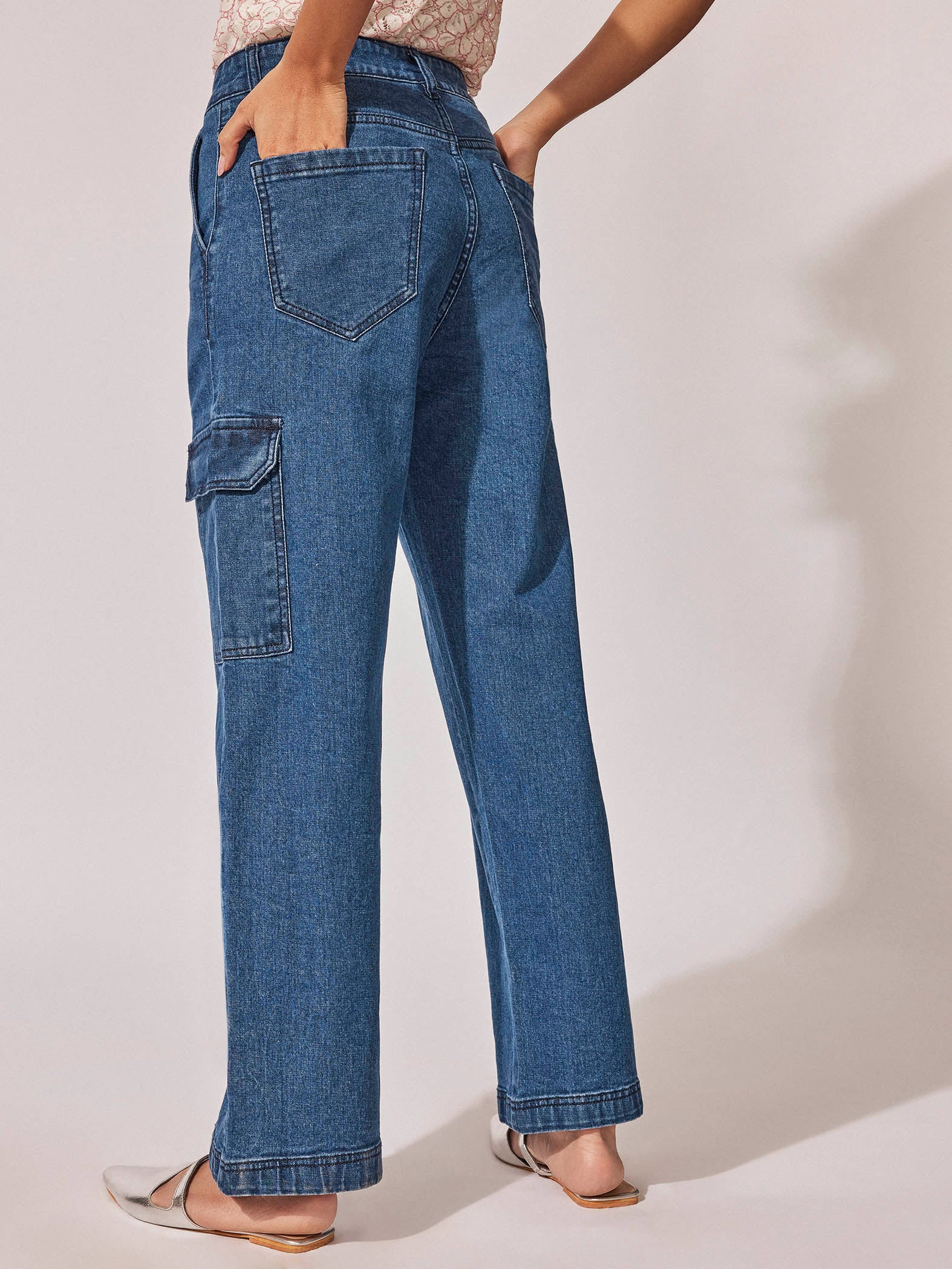 Denim Cargo Pants