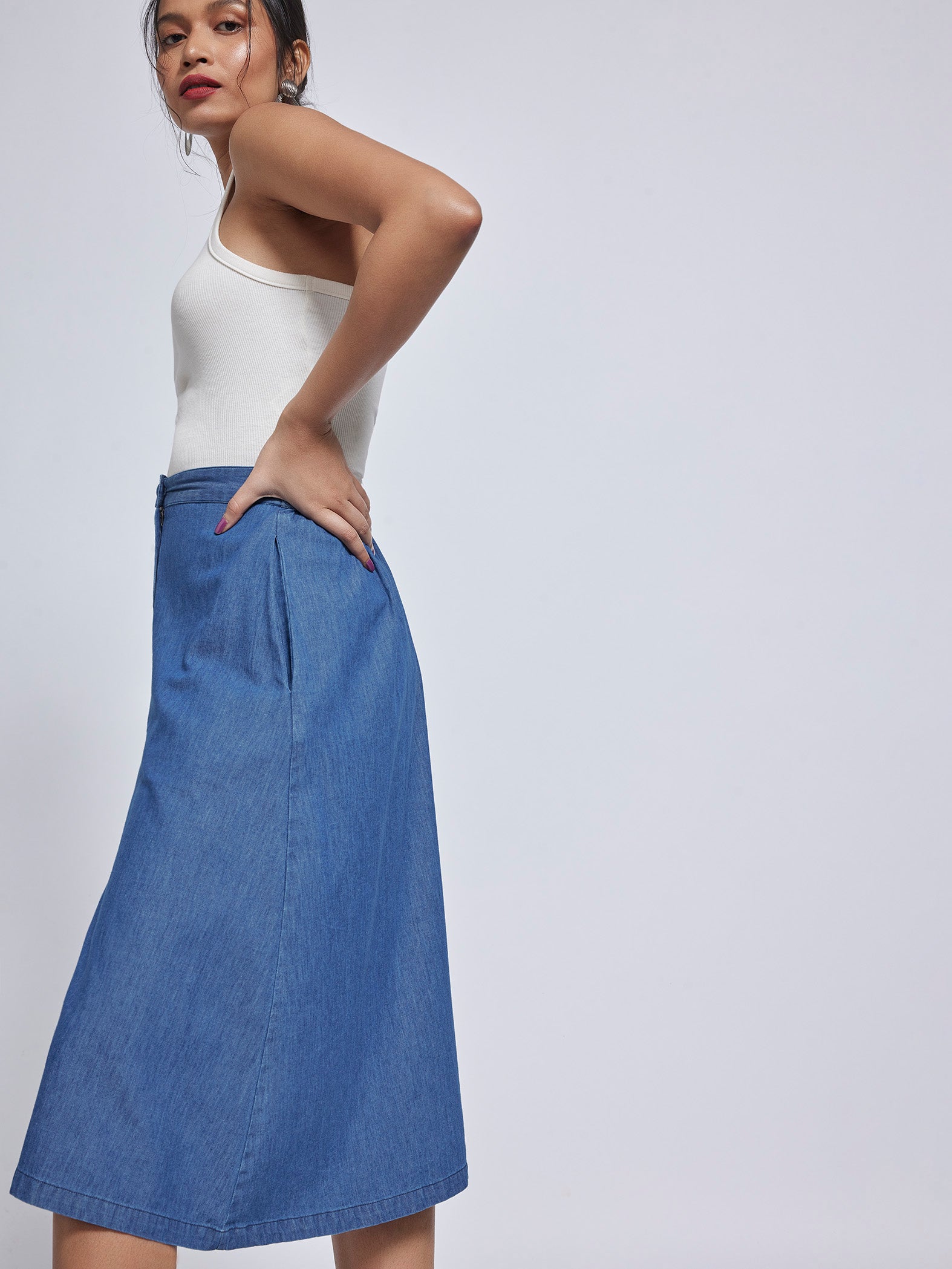 Denim Flared Culottes