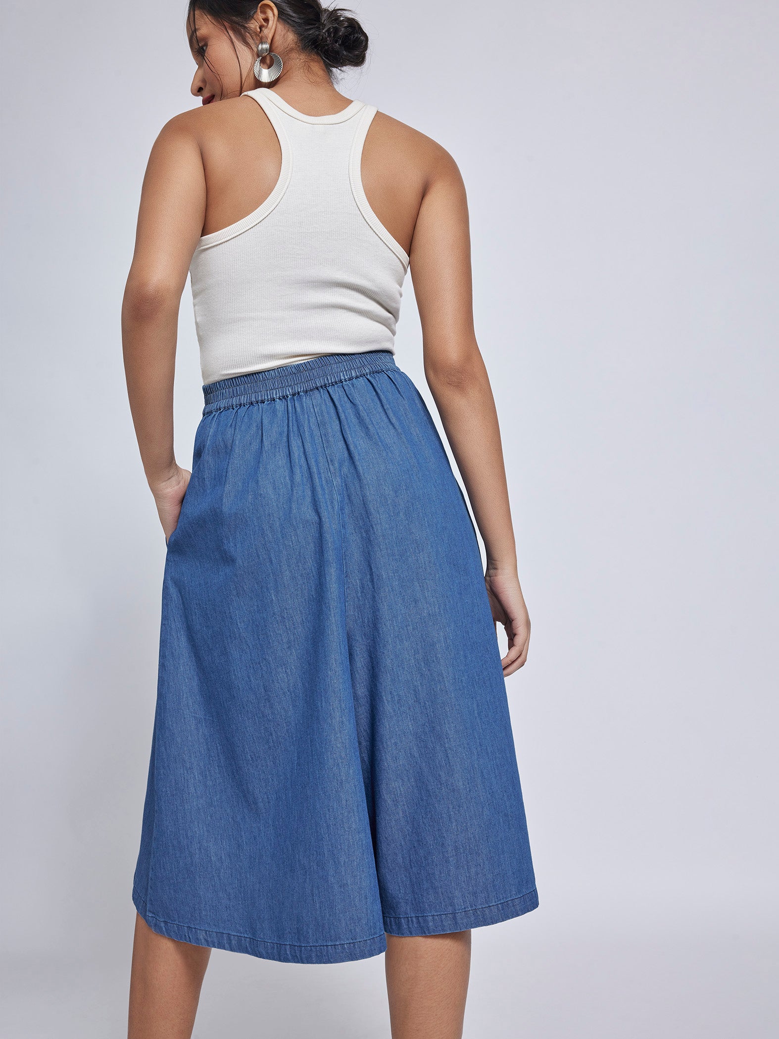 Denim Flared Culottes