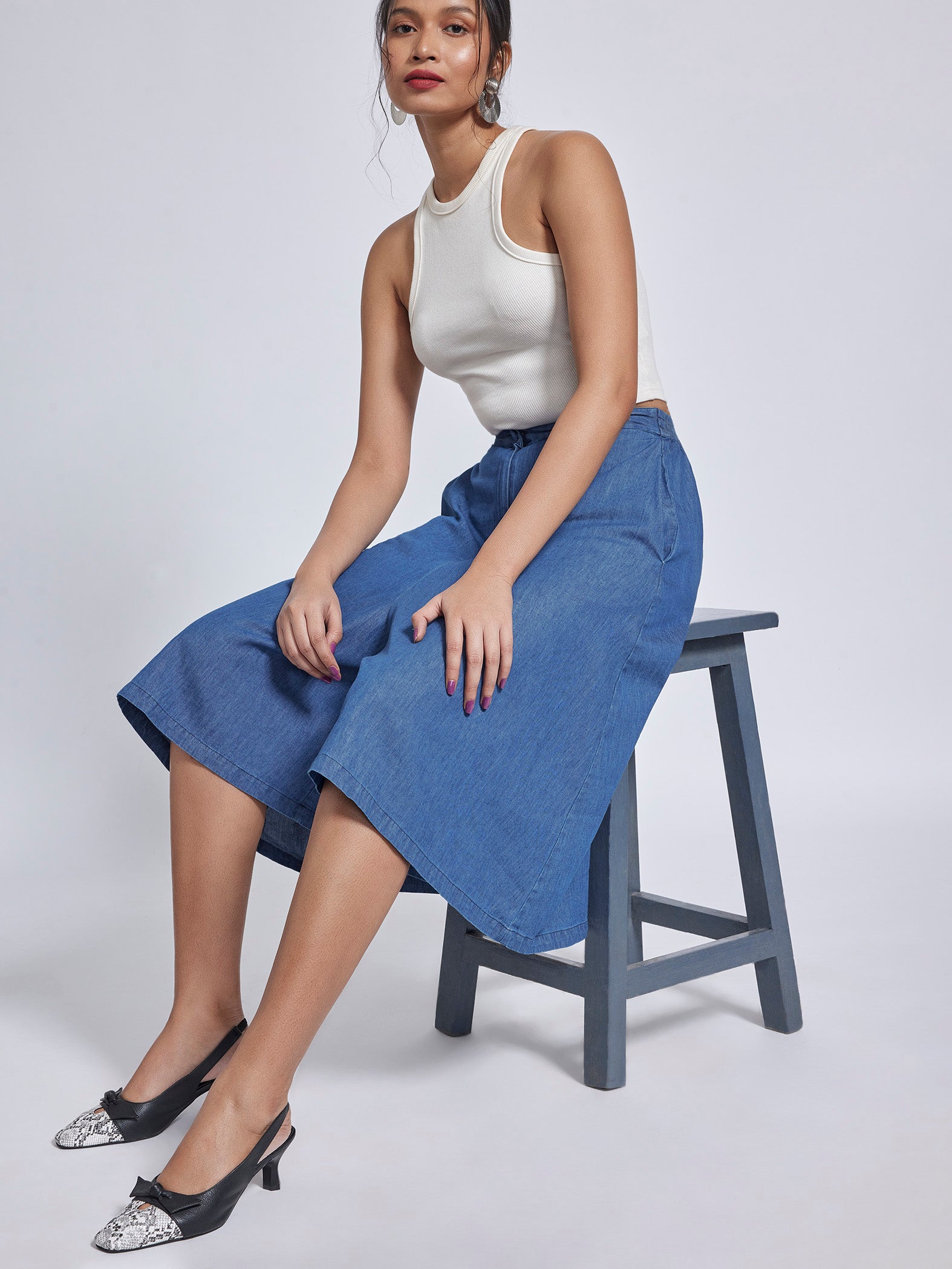 Denim Flared Culottes