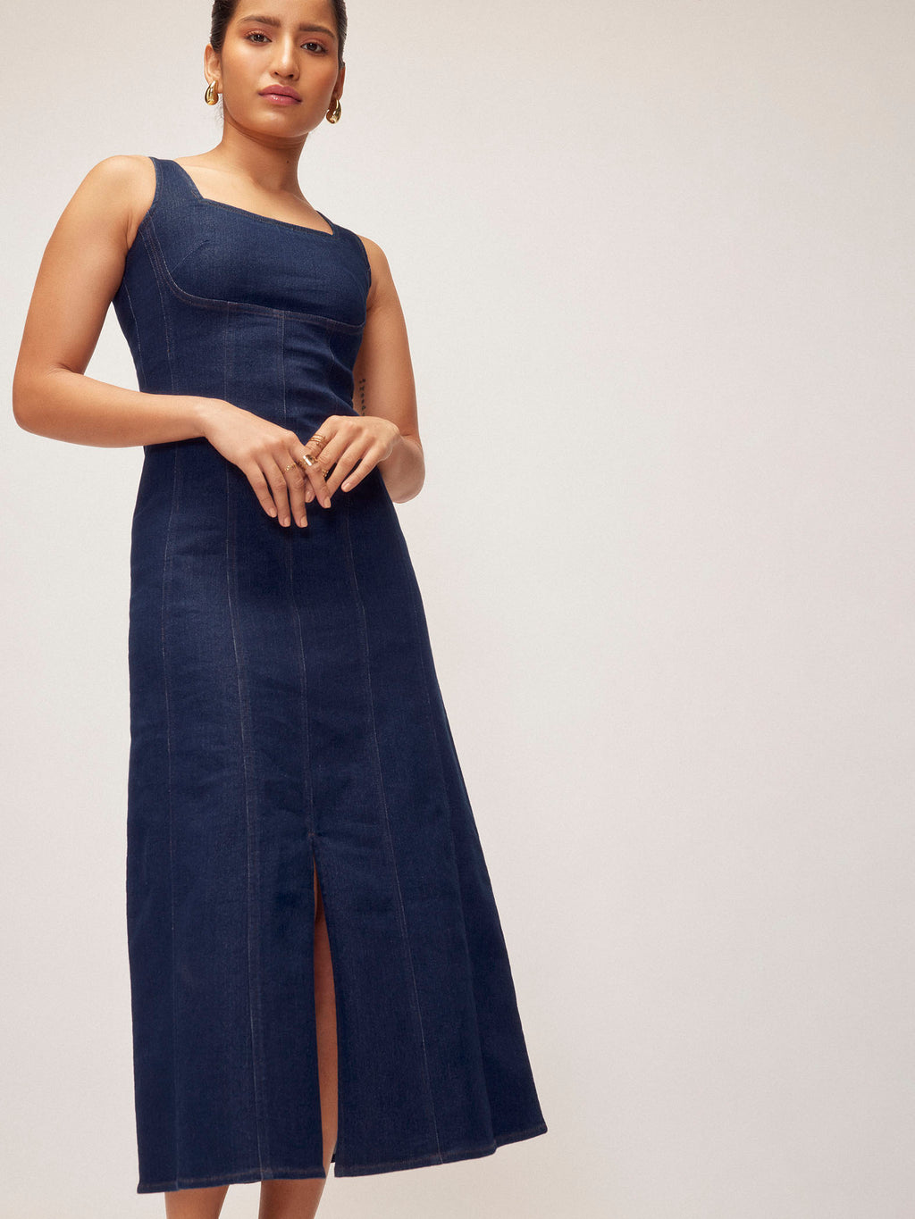 Denim Front Slit Dress