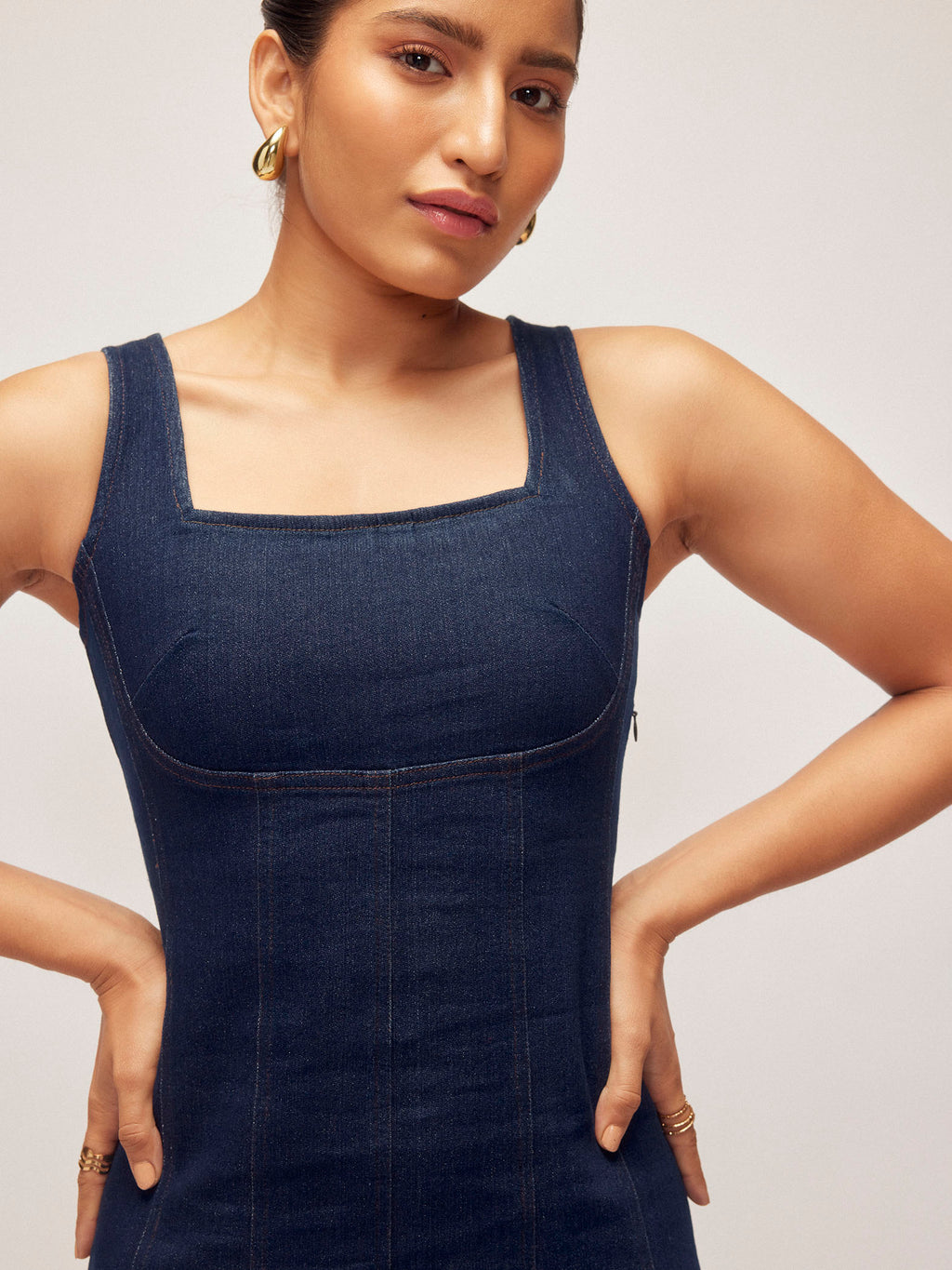 Denim Front Slit Dress
