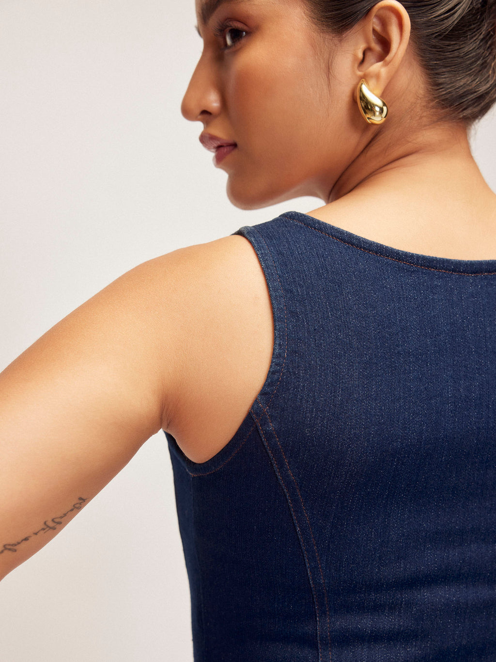 Denim Front Slit Dress