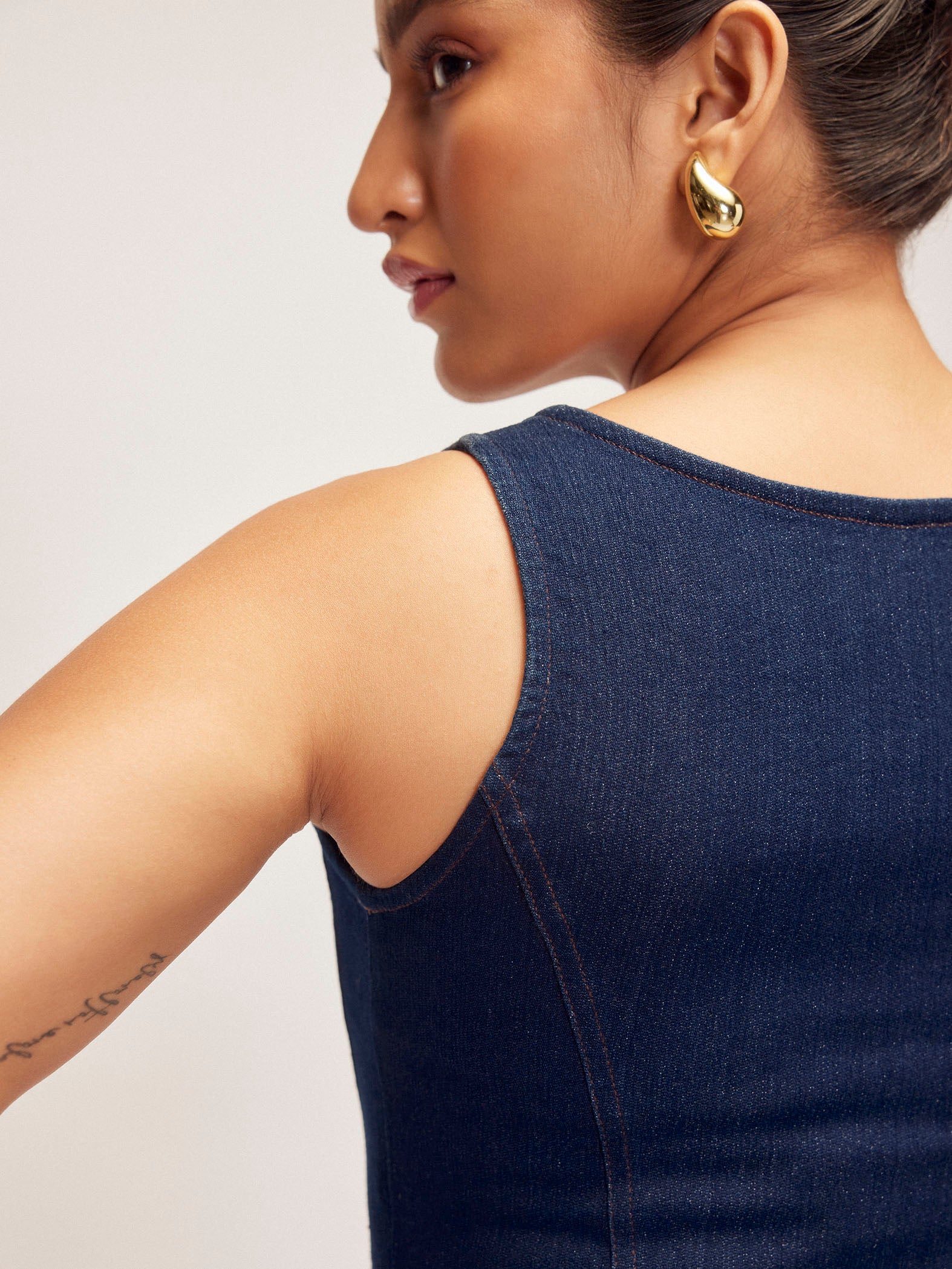 Denim Front Slit Dress