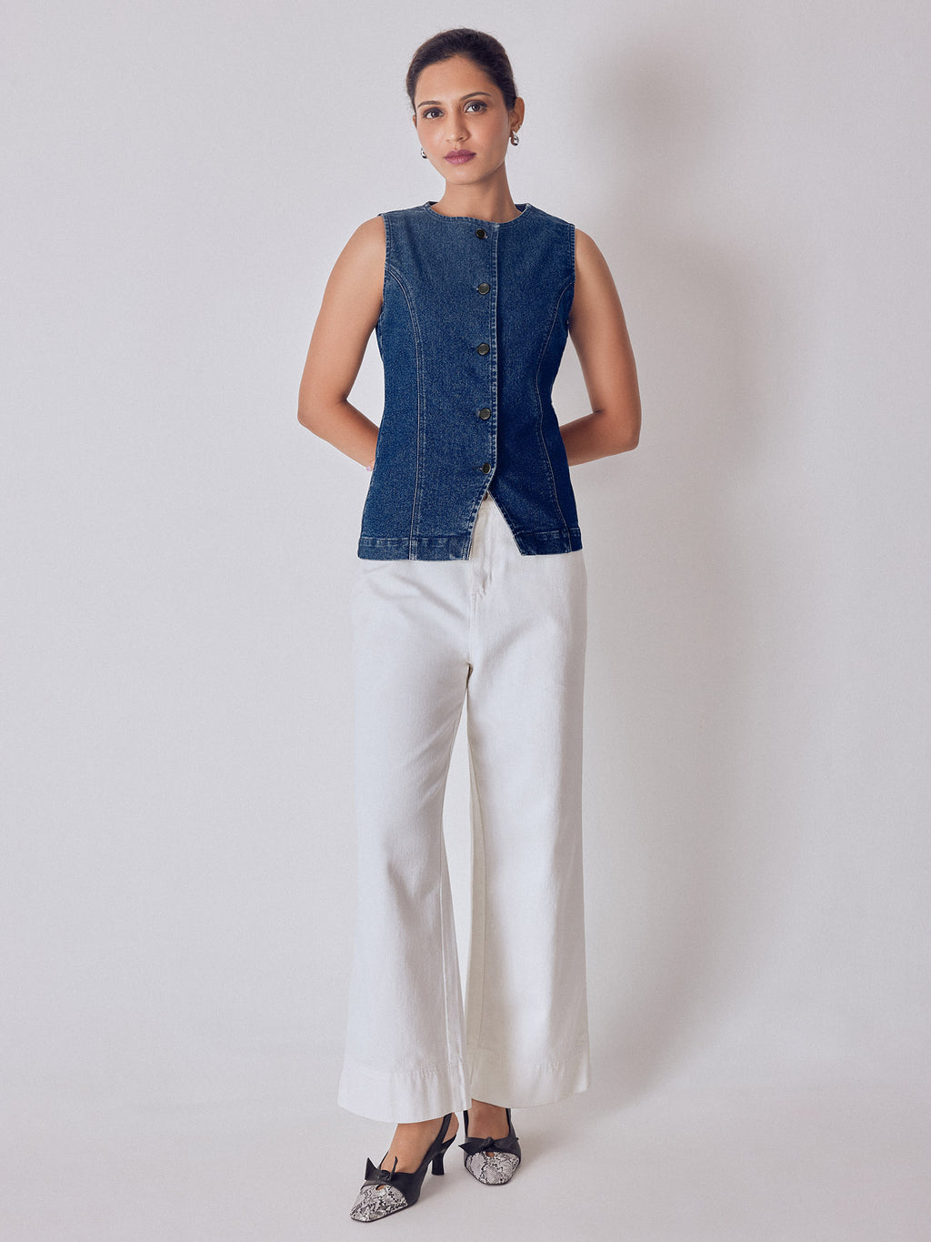 Denim Split Front Waistcoat