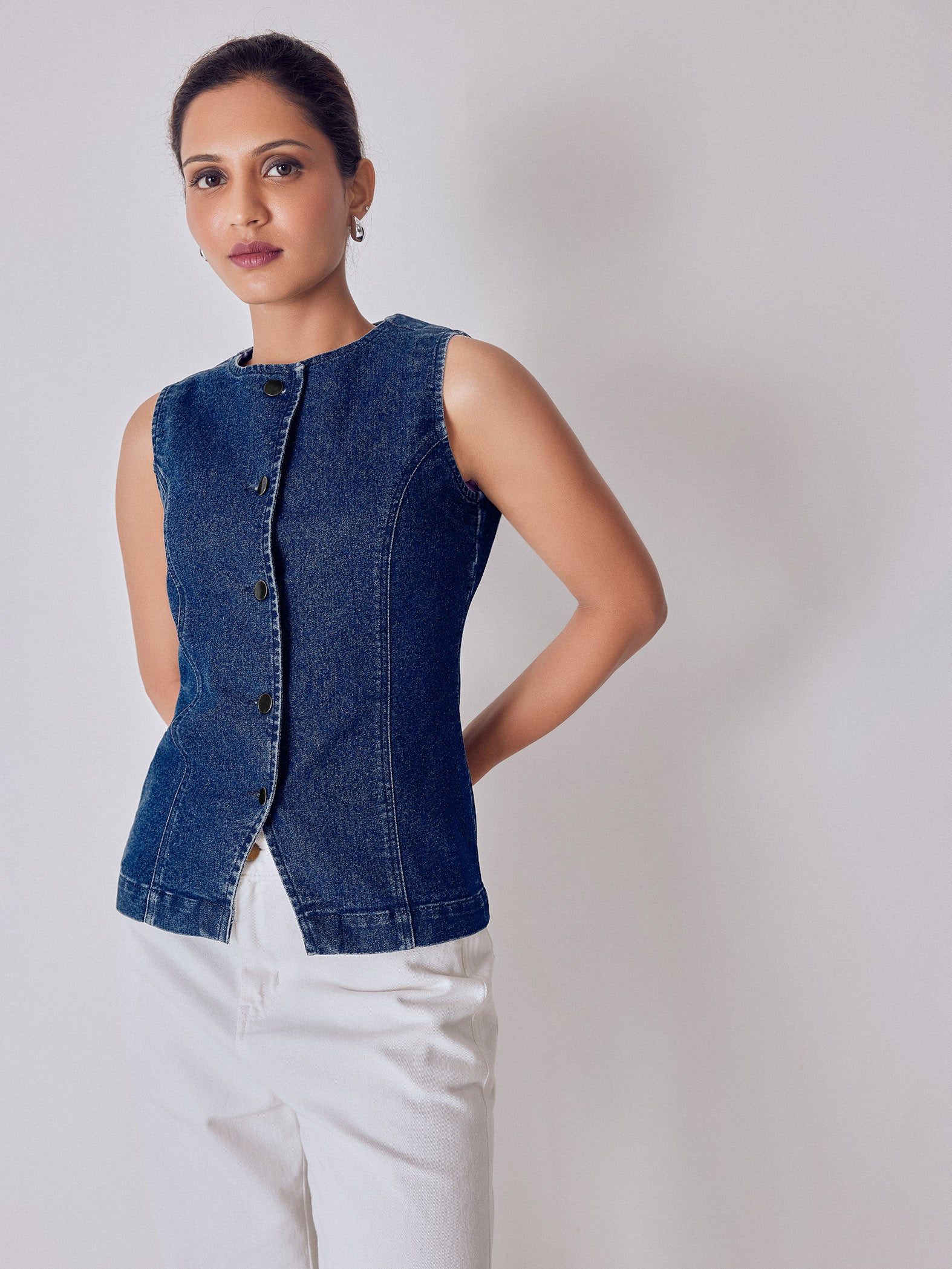 Denim Split Front Waistcoat