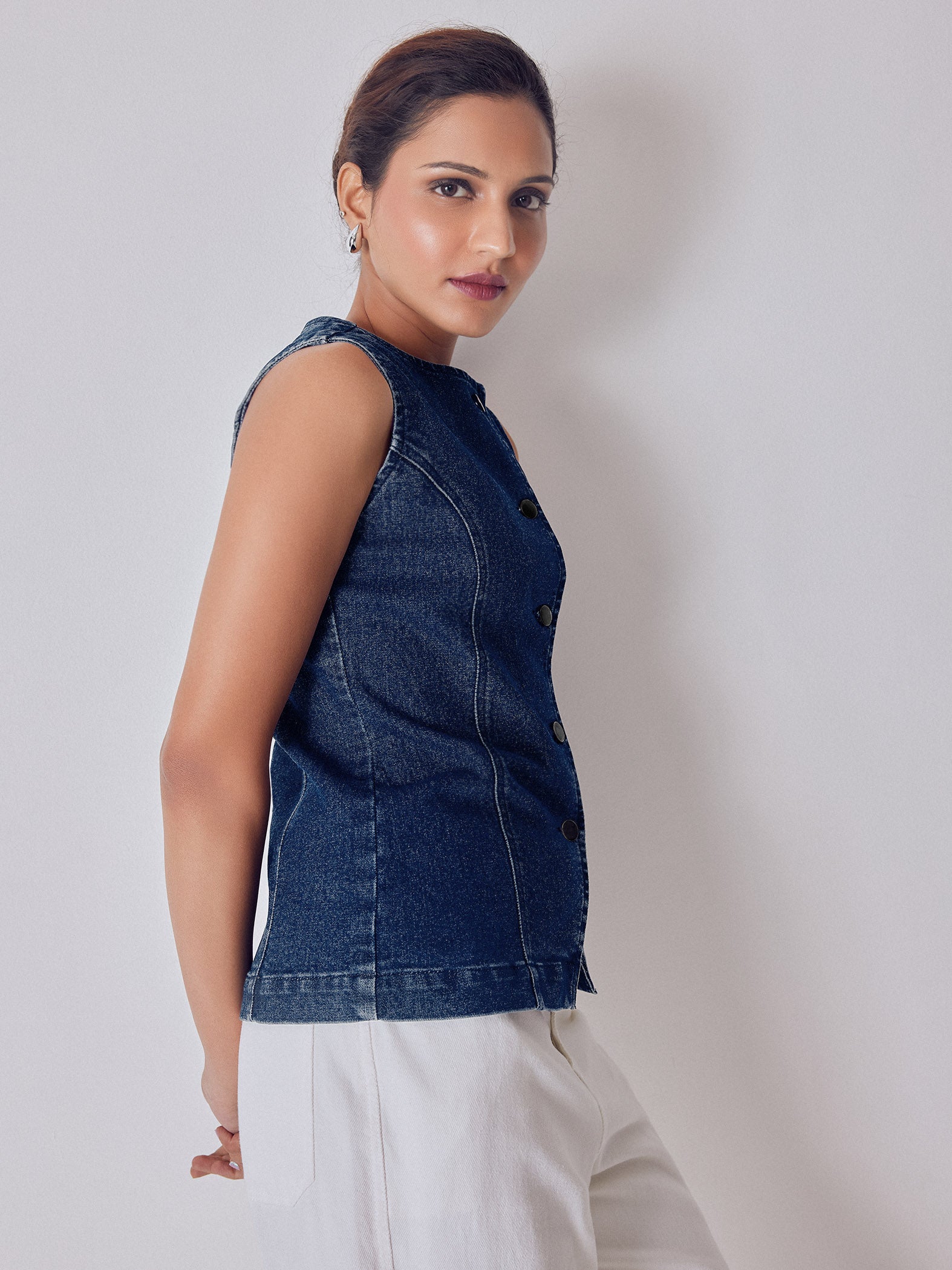 Denim Split Front Waistcoat
