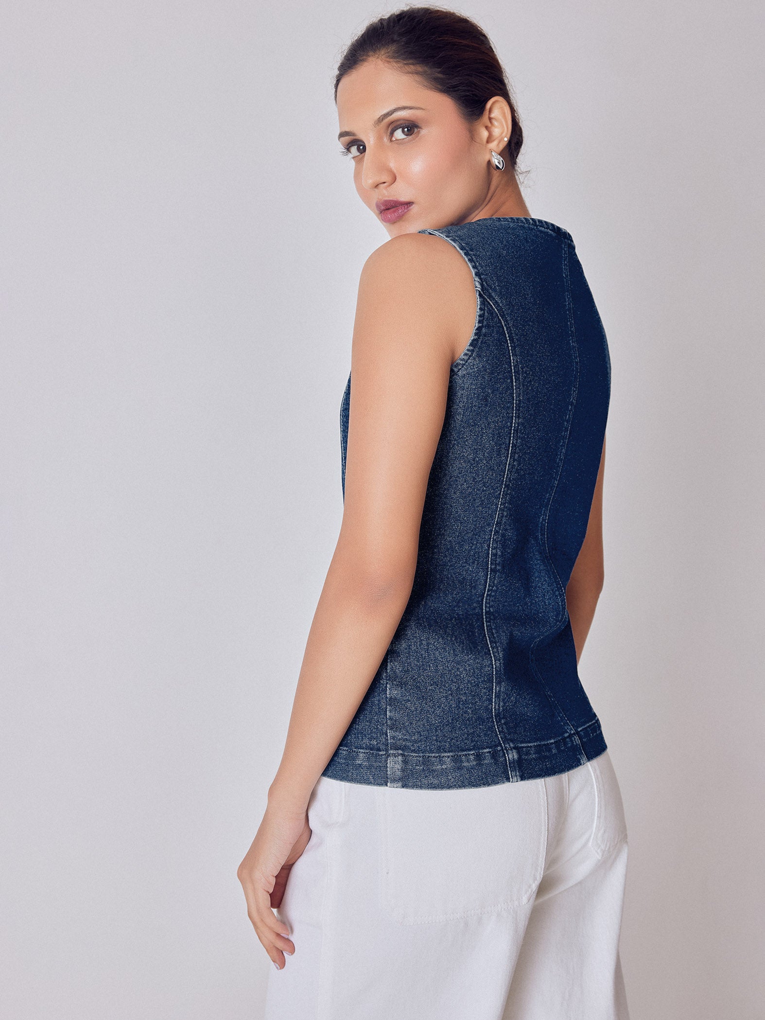 Denim Split Front Waistcoat