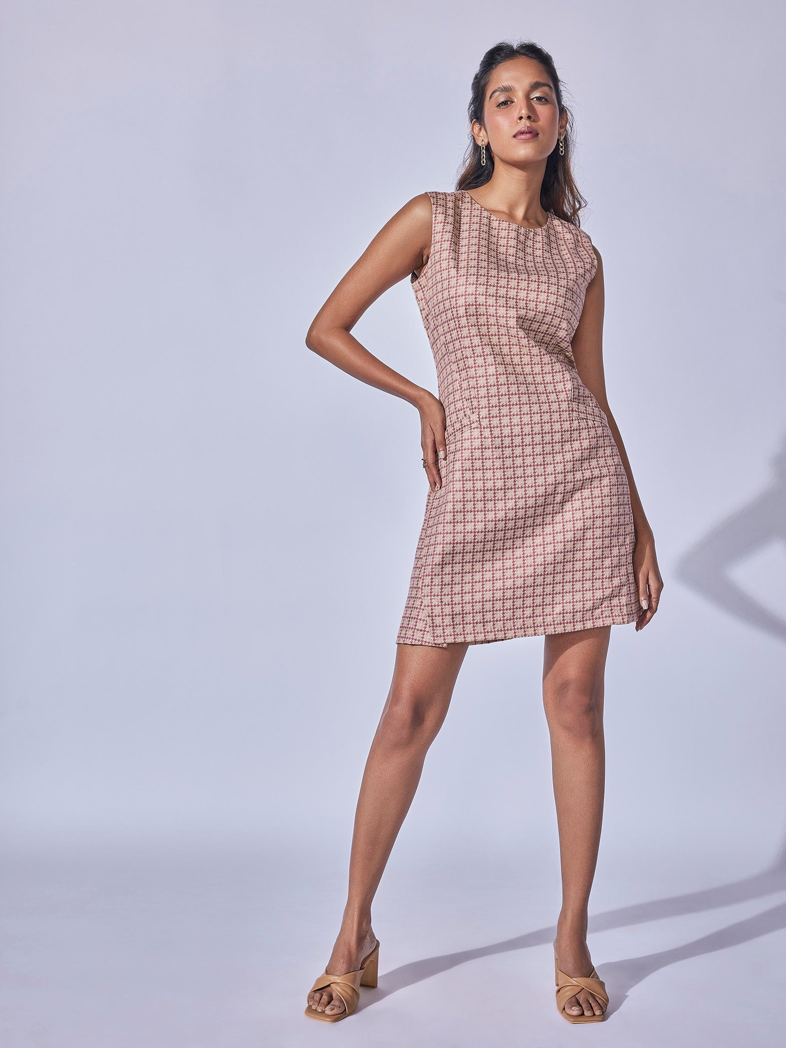 Dusty Rose Printed Flap Pocket Dress