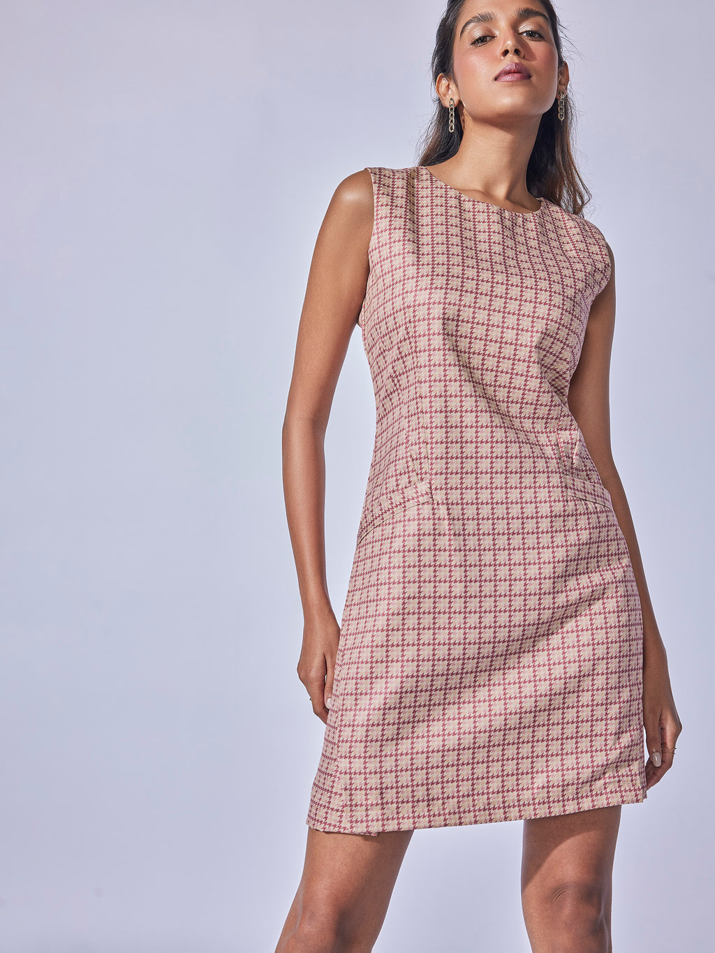 Dusty Rose Printed Flap Pocket Dress