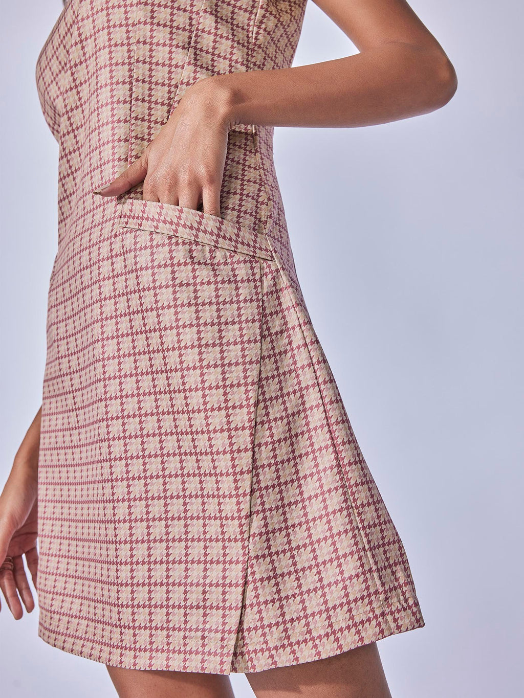 Dusty Rose Printed Flap Pocket Dress