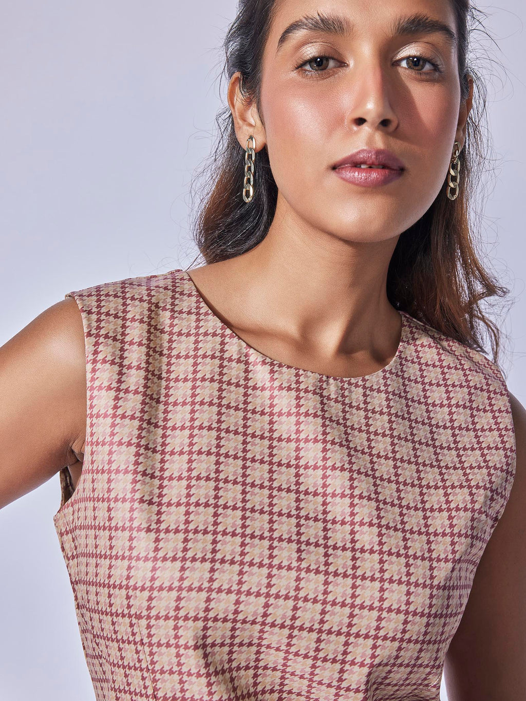 Dusty Rose Printed Flap Pocket Dress