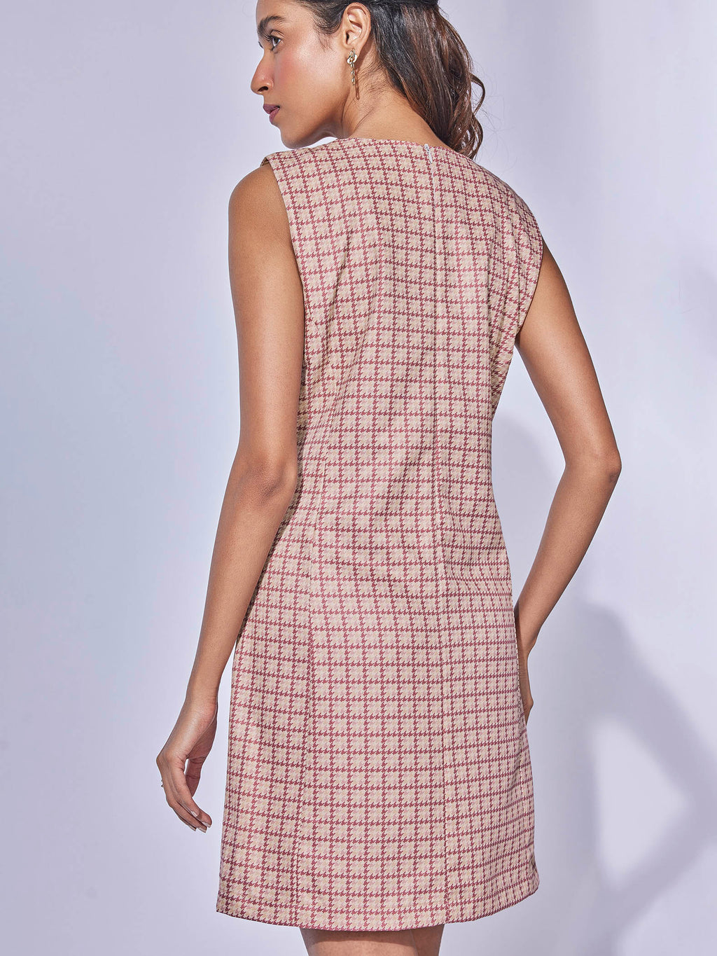 Dusty Rose Printed Flap Pocket Dress