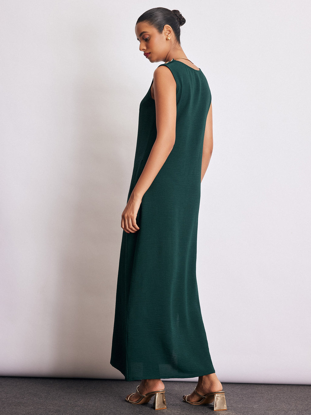 Emerald Button Detail Maxi Dress