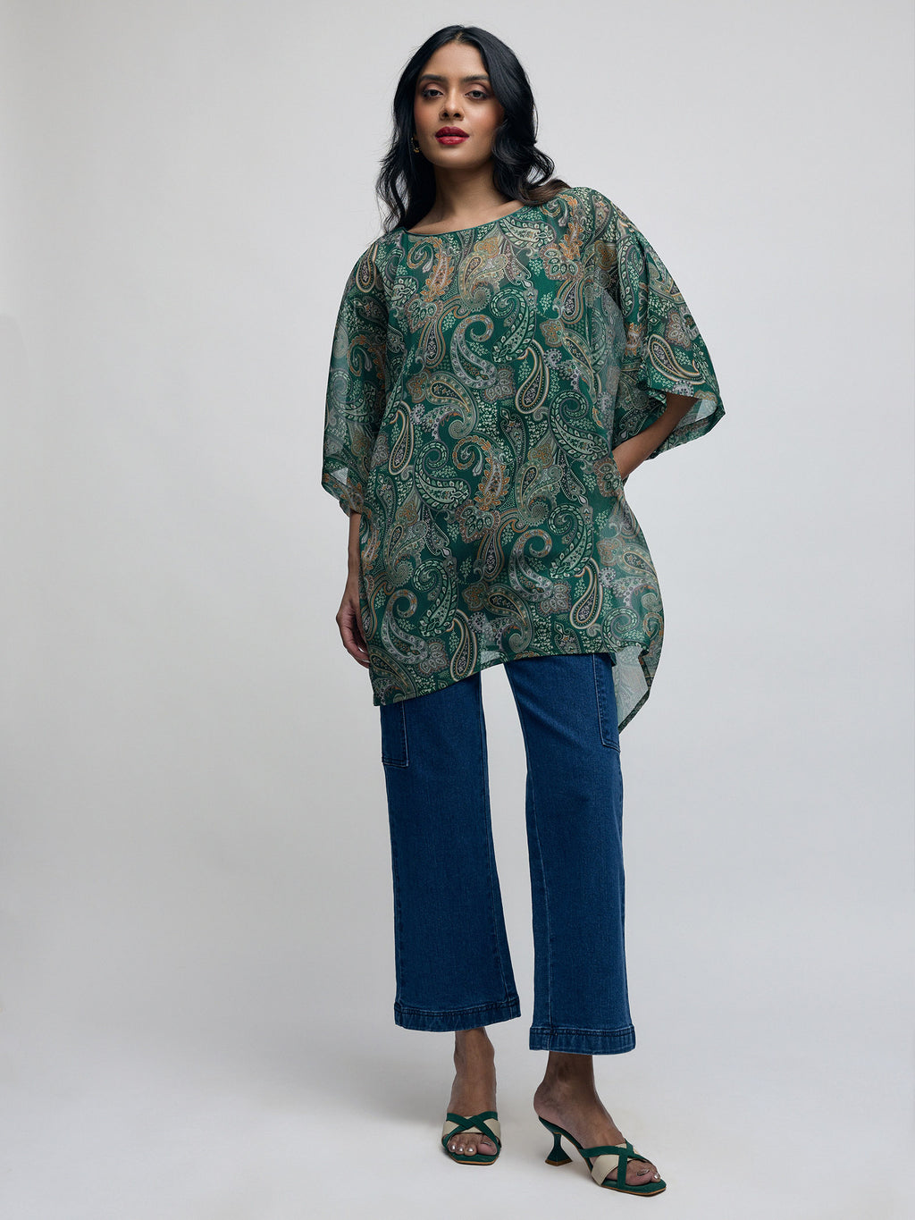 Emerald Paisley Kaftan Top