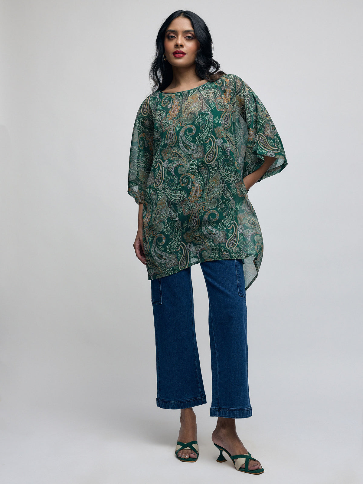 Emerald Paisley Kaftan Top
