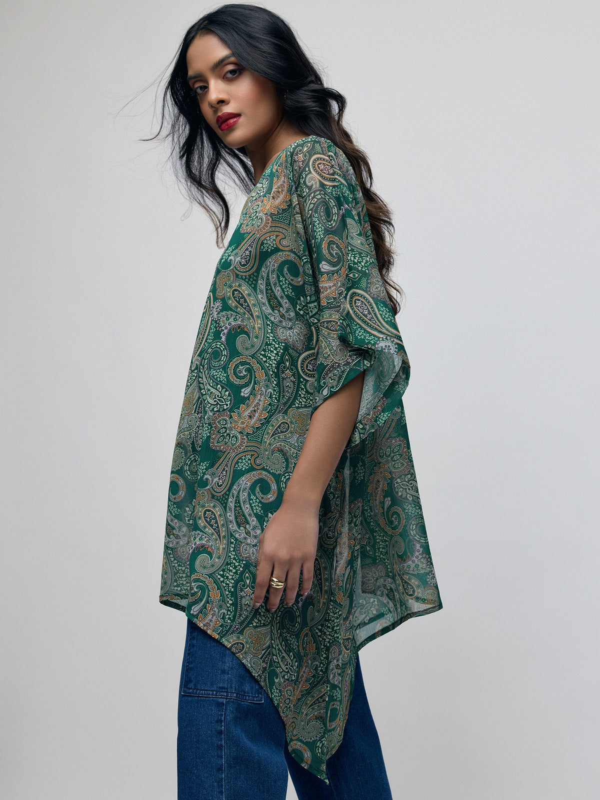 Emerald Paisley Kaftan Top