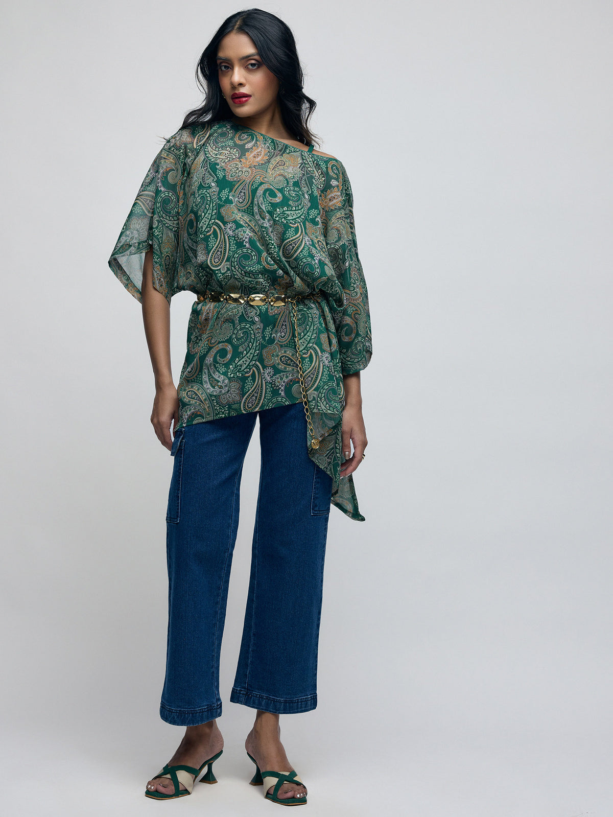 Emerald Paisley Kaftan Top