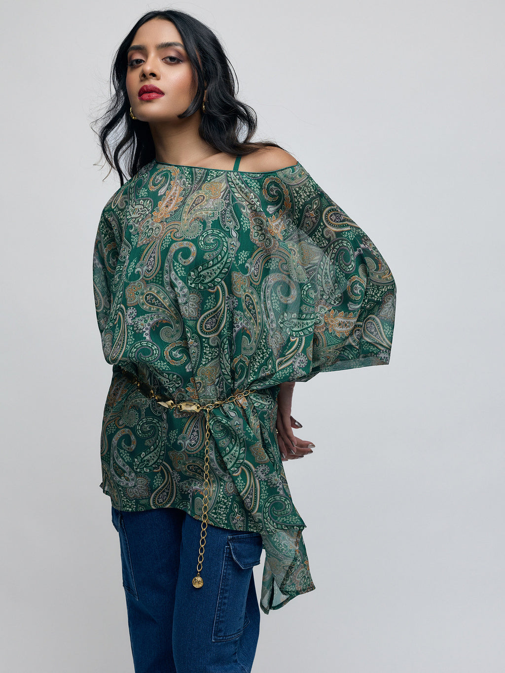 Emerald Paisley Kaftan Top