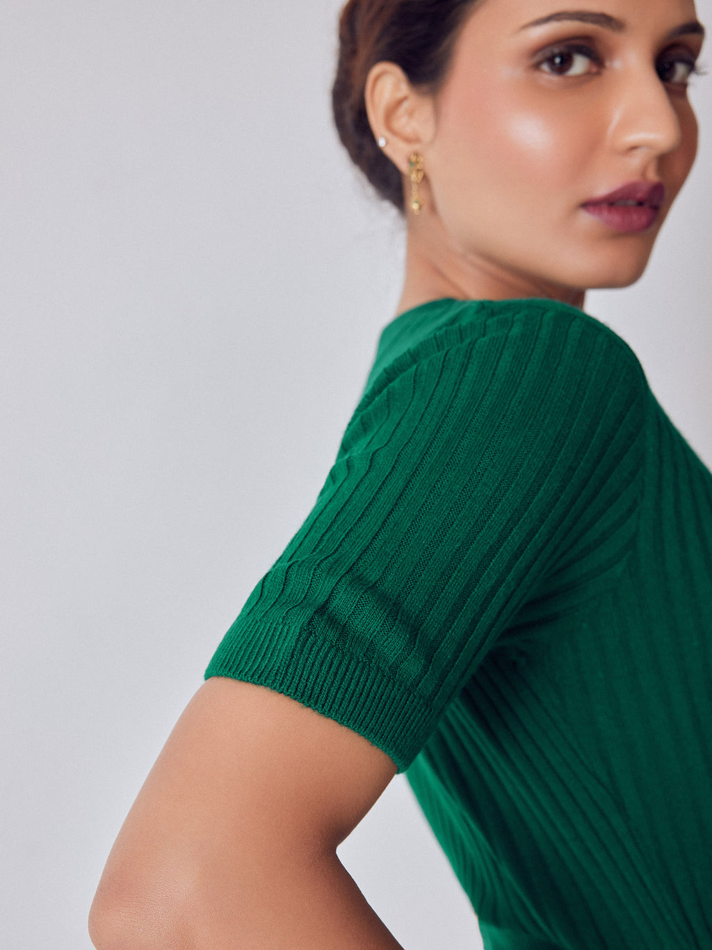 Emerald Stripe Detail Midi Dress