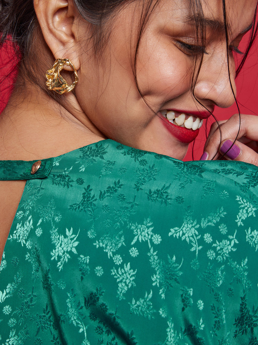 Evergreen Jacquard Belted Top