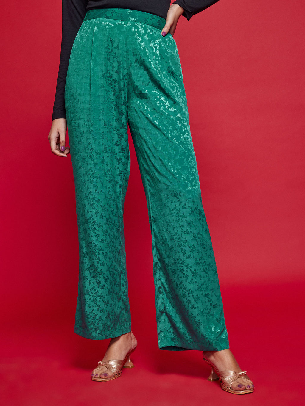 Evergreen Jacquard Pleated Pants