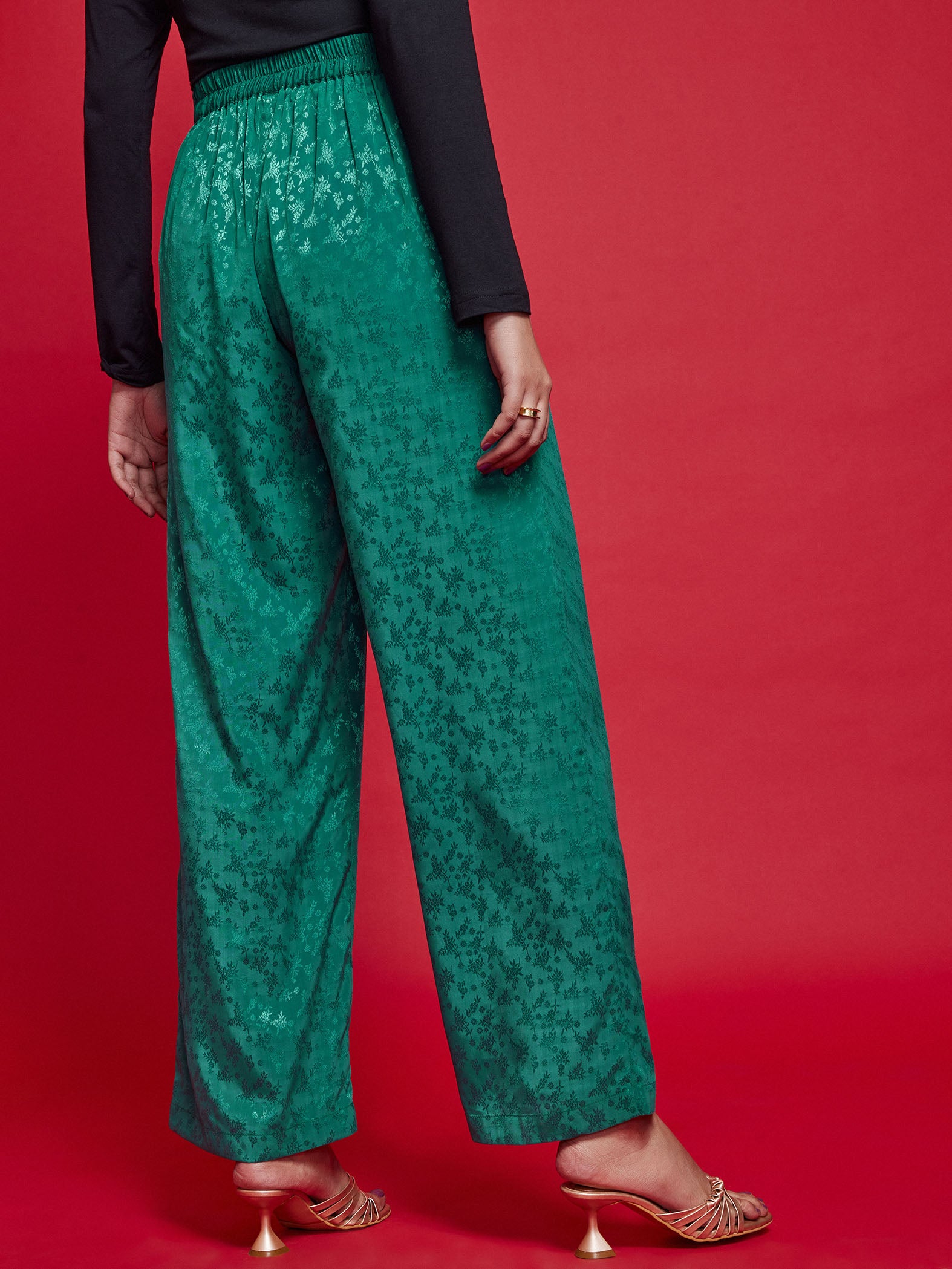 Evergreen Jacquard Pleated Pants