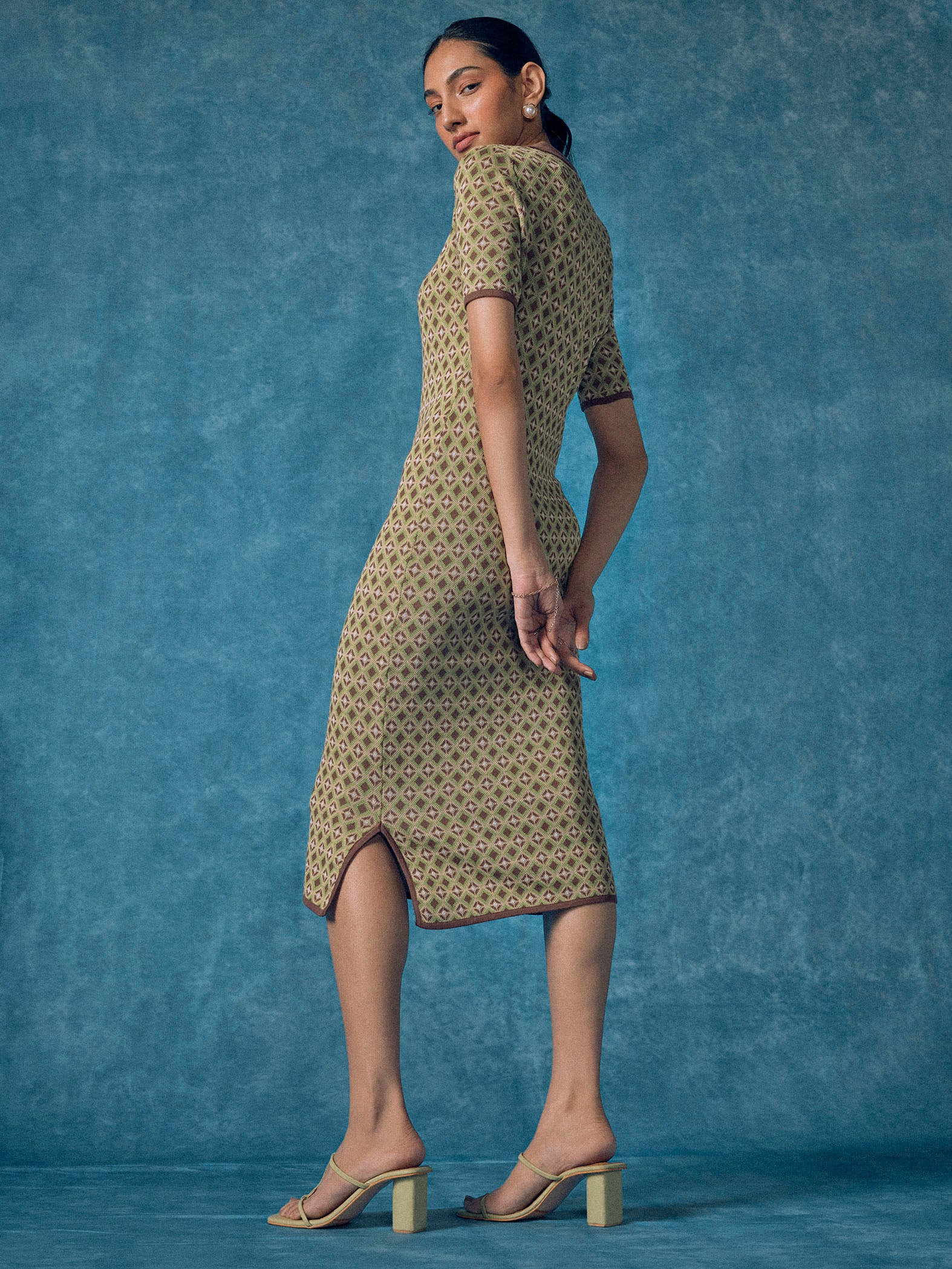 Fern Geo Jacquard Knit Dress