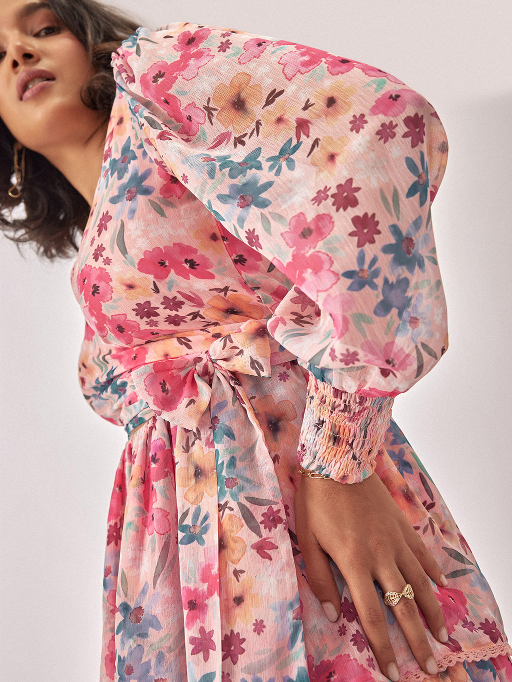 Floral Chiffon Tiered Dress