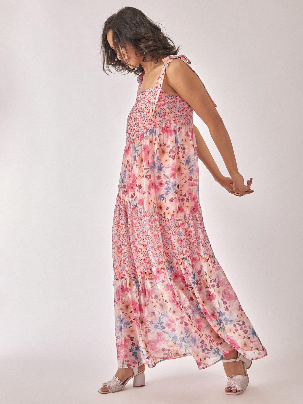 Floral Chiffon Tiered Maxi